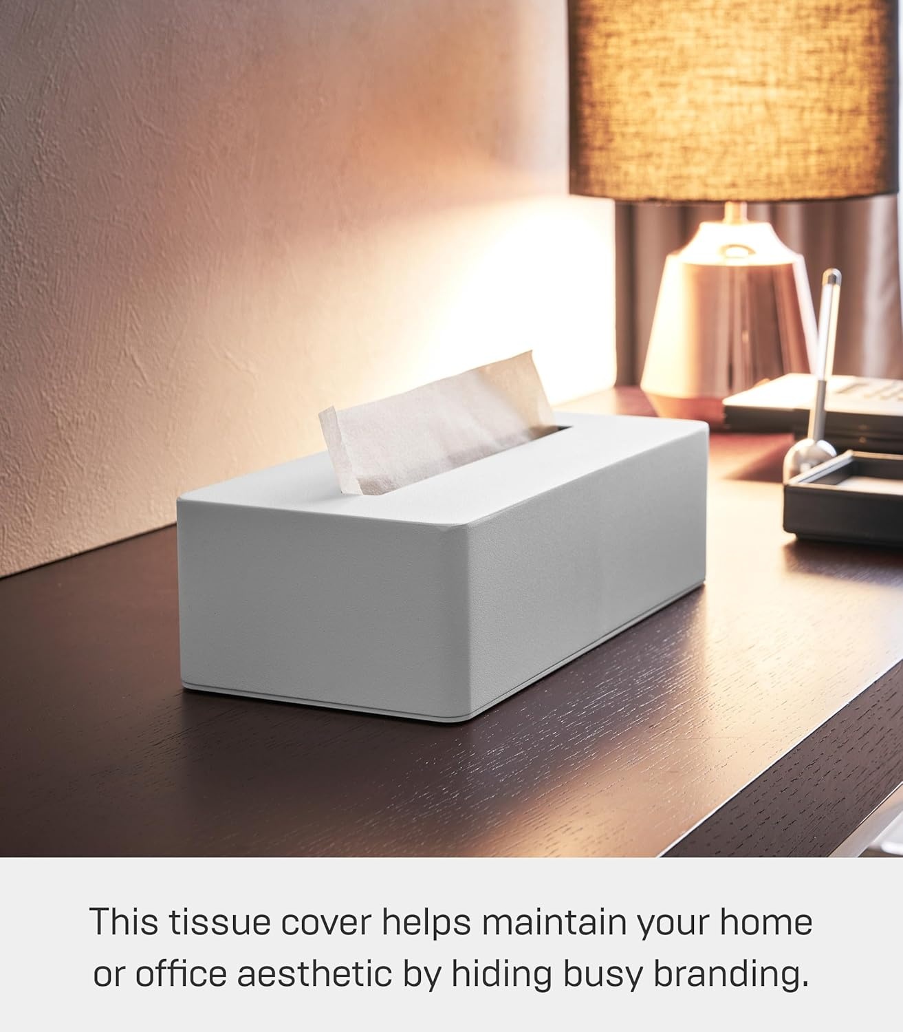 image:imageYAMAZAKI Home Tower Rectangular Reusable Tissue Box Holder Cover Metal Container Case for Kitchen Bathroom Or Bedroom SteelWhite
