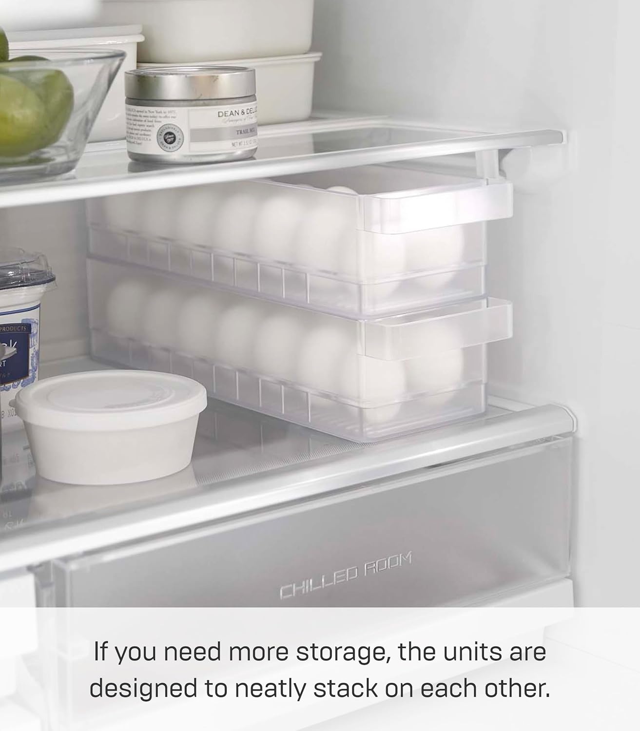 image:imageYAMAZAKI Home Tower Refrigerator Food Case Storage Kitchen Organizer with Adjustable Dividers Transparent Pantry Holder Stackable Fridge Drawer AllPurpose Abs Plastic Eggs