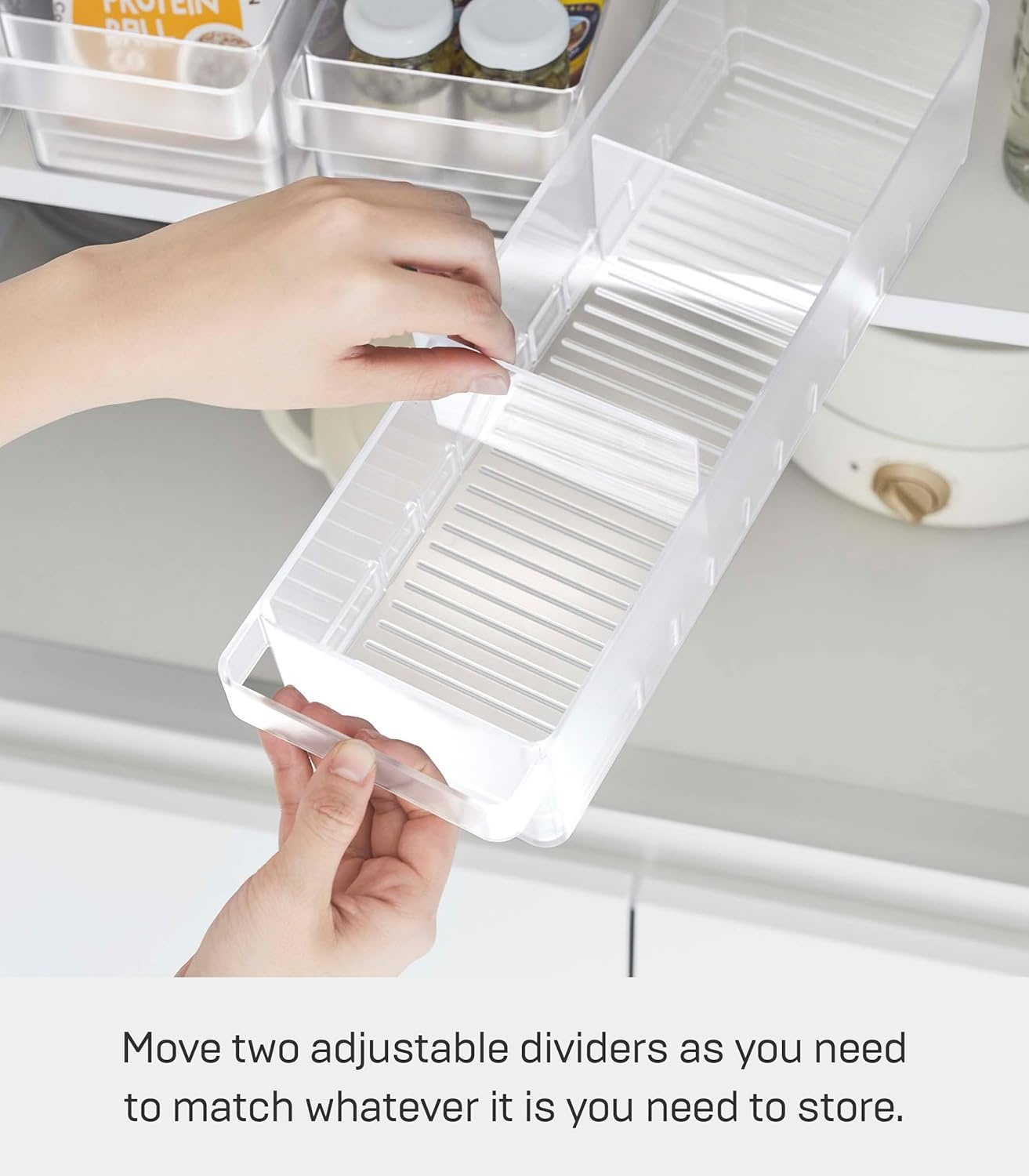 image:imageYAMAZAKI Home Tower Refrigerator Food Case Storage Kitchen Organizer with Adjustable Dividers Transparent Pantry Holder Stackable Fridge Drawer AllPurpose Abs Plastic AllPurpose