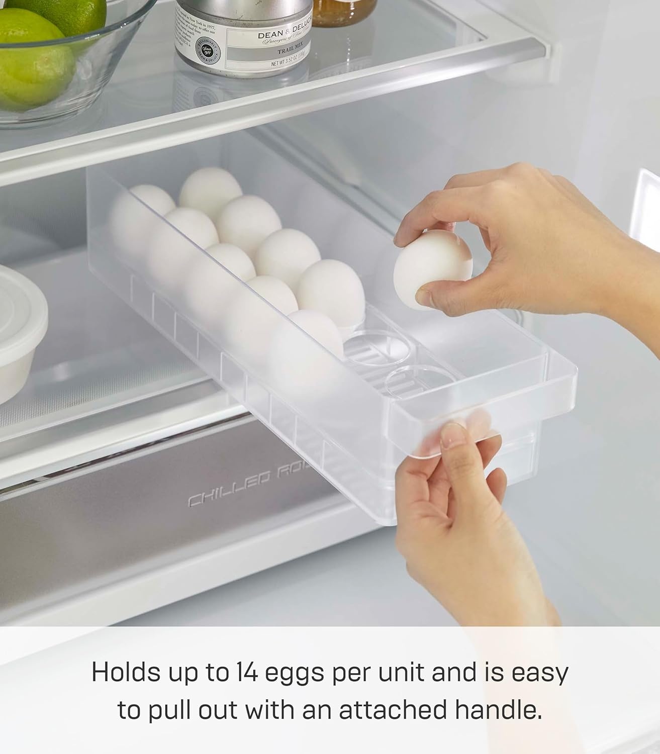 image:imageYAMAZAKI Home Tower Refrigerator Food Case Storage Kitchen Organizer with Adjustable Dividers Transparent Pantry Holder Stackable Fridge Drawer AllPurpose Abs Plastic Eggs