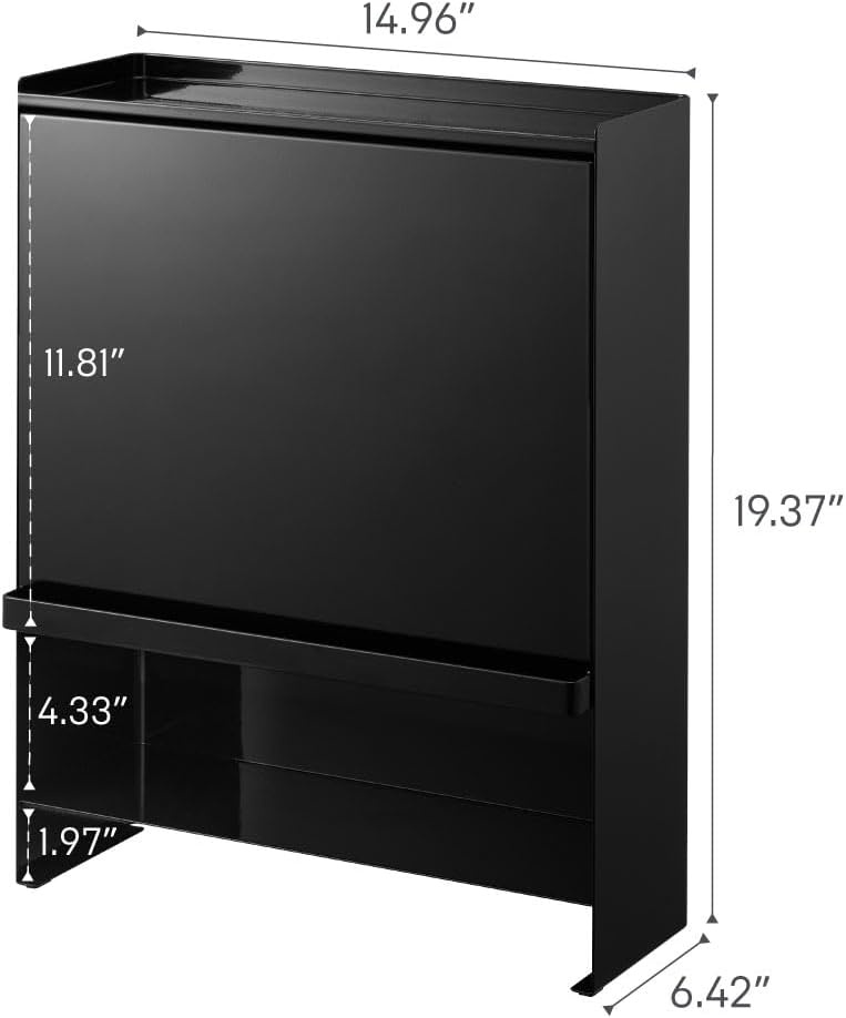 image:imageYAMAZAKI Home Tower Seasoning Condiments Spice Rack With Door Large Kitchen MultiTier Metal Shelves SteelBlack