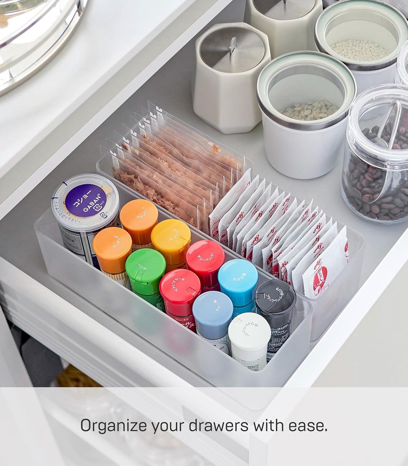 image:imageYAMAZAKI Home Tower Set Of 2 Clear Bottom Storage Cases Stackable Transparent Organization Bins Large Deep Deep Ps ResinWhite
