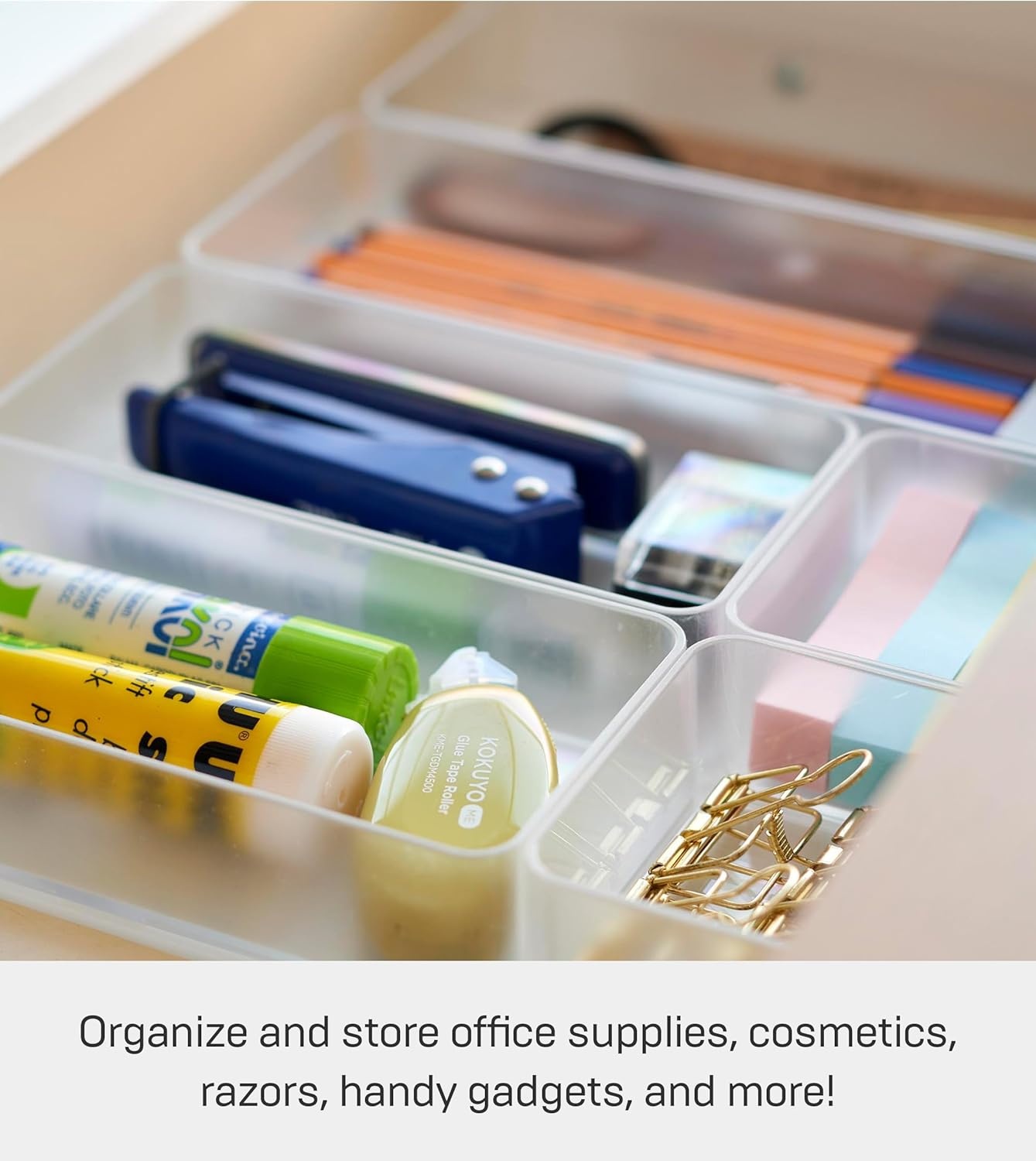 image:imageYAMAZAKI Home Tower Set Of 2 Clear Bottom Storage Cases Stackable Transparent Organization Bins Large Deep Deep Ps ResinWhite
