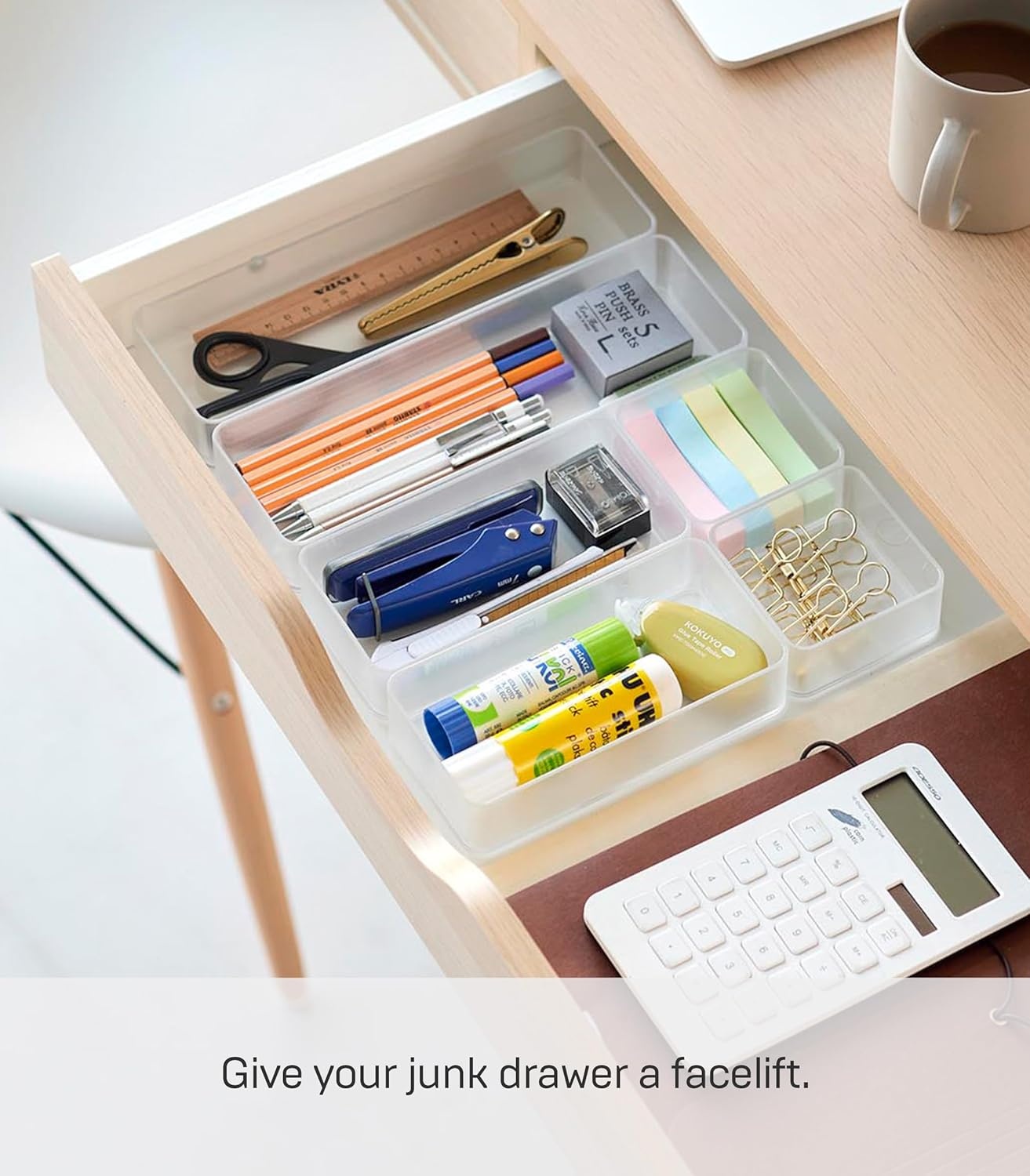 image:imageYAMAZAKI Home Tower Set Of 2 Clear Bottom Storage Cases Stackable Transparent Organization Bins Small Small Ps Resin