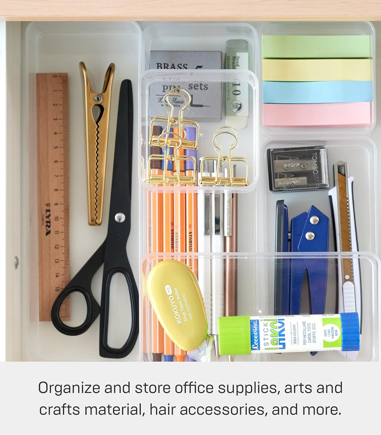 image:imageYAMAZAKI Home Tower Set Of 2 Clear Bottom Storage Cases Stackable Transparent Organization Bins Small Small Ps Resin