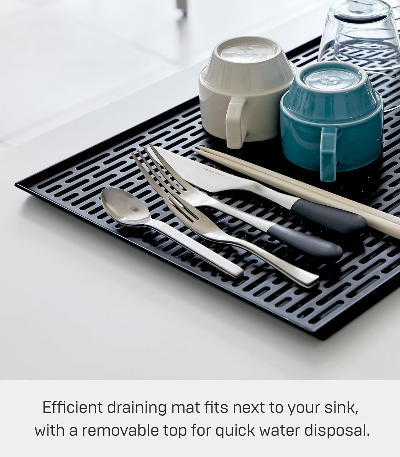 image:imageYAMAZAKI Home Tower SinkSide Draining Mat Kitchen Dish Rack Tray Drainer Abs PlasticBlack