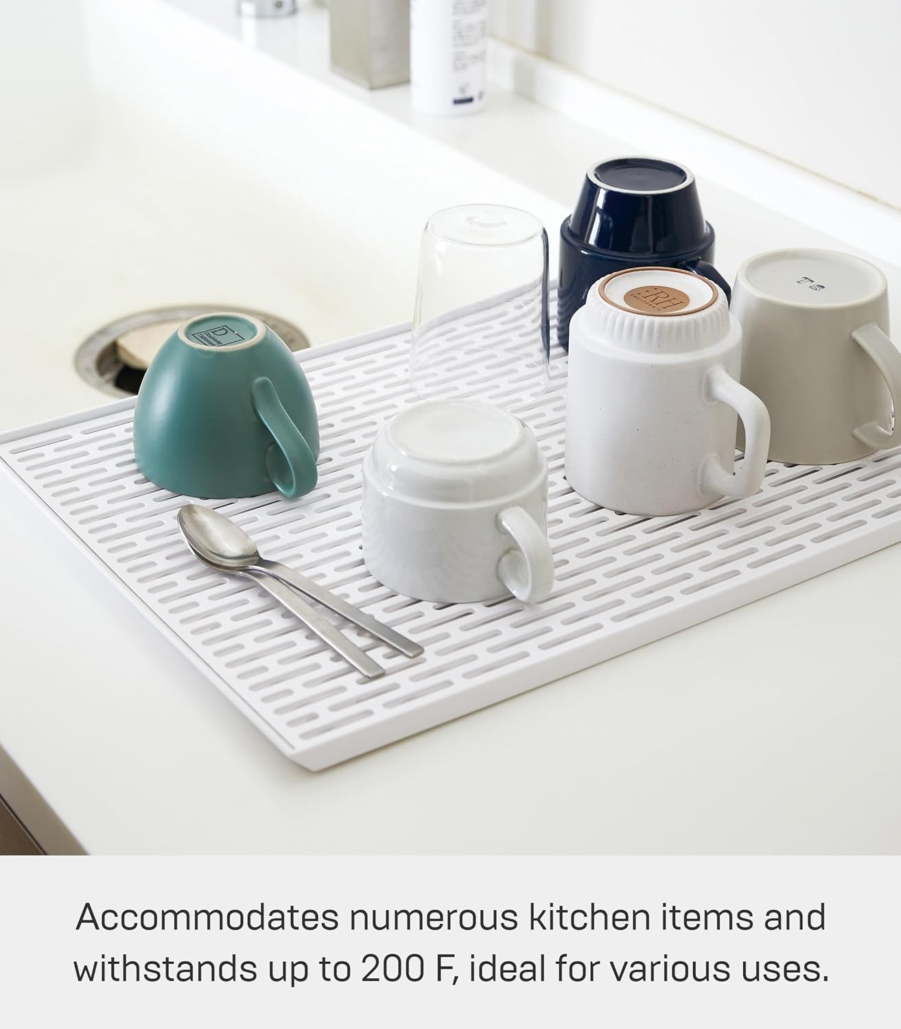 image:imageYAMAZAKI Home Tower SinkSide Draining Mat Kitchen Dish Rack Tray Drainer Abs PlasticWhite