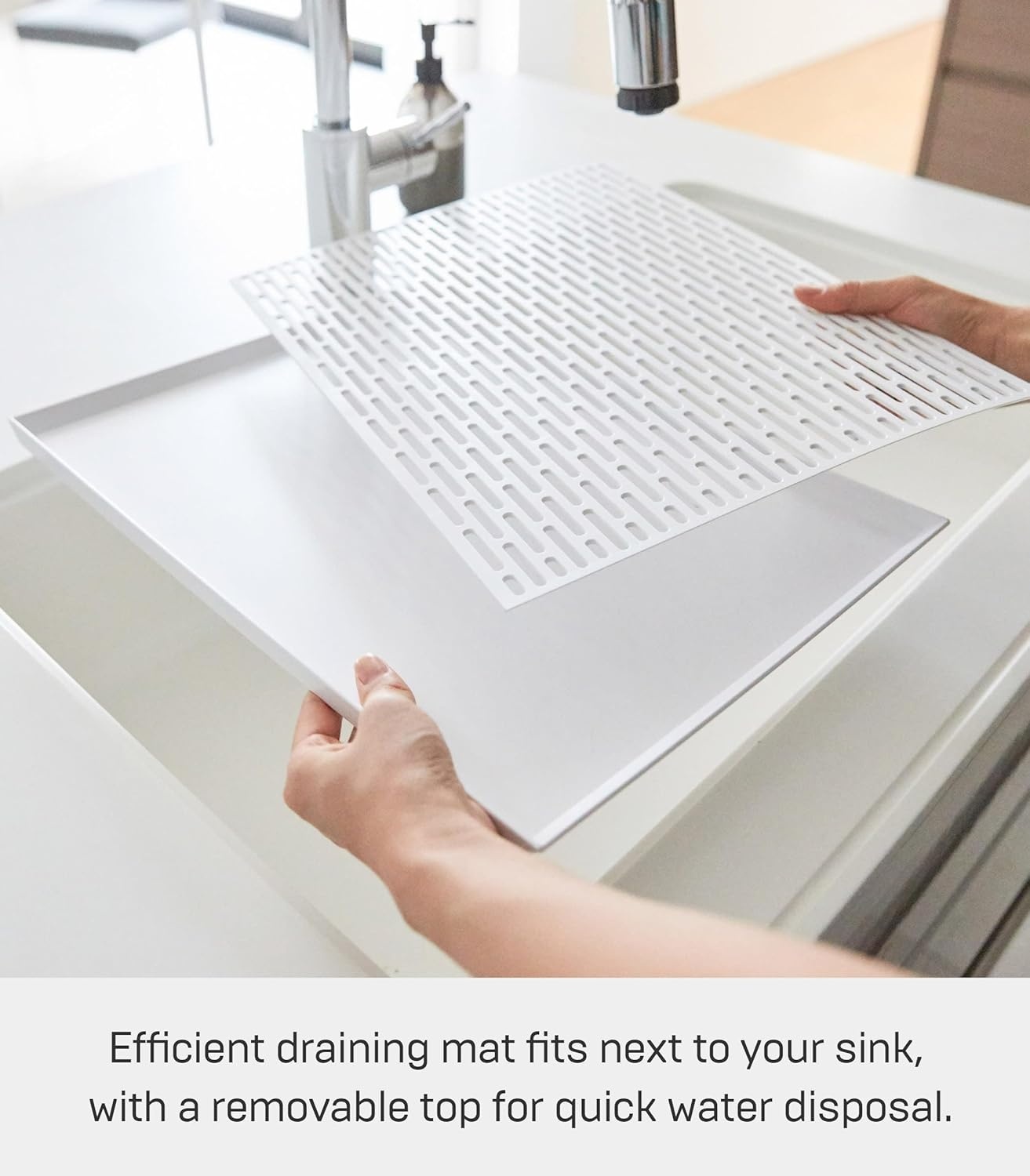 image:imageYAMAZAKI Home Tower SinkSide Draining Mat Kitchen Dish Rack Tray Drainer Abs PlasticWhite