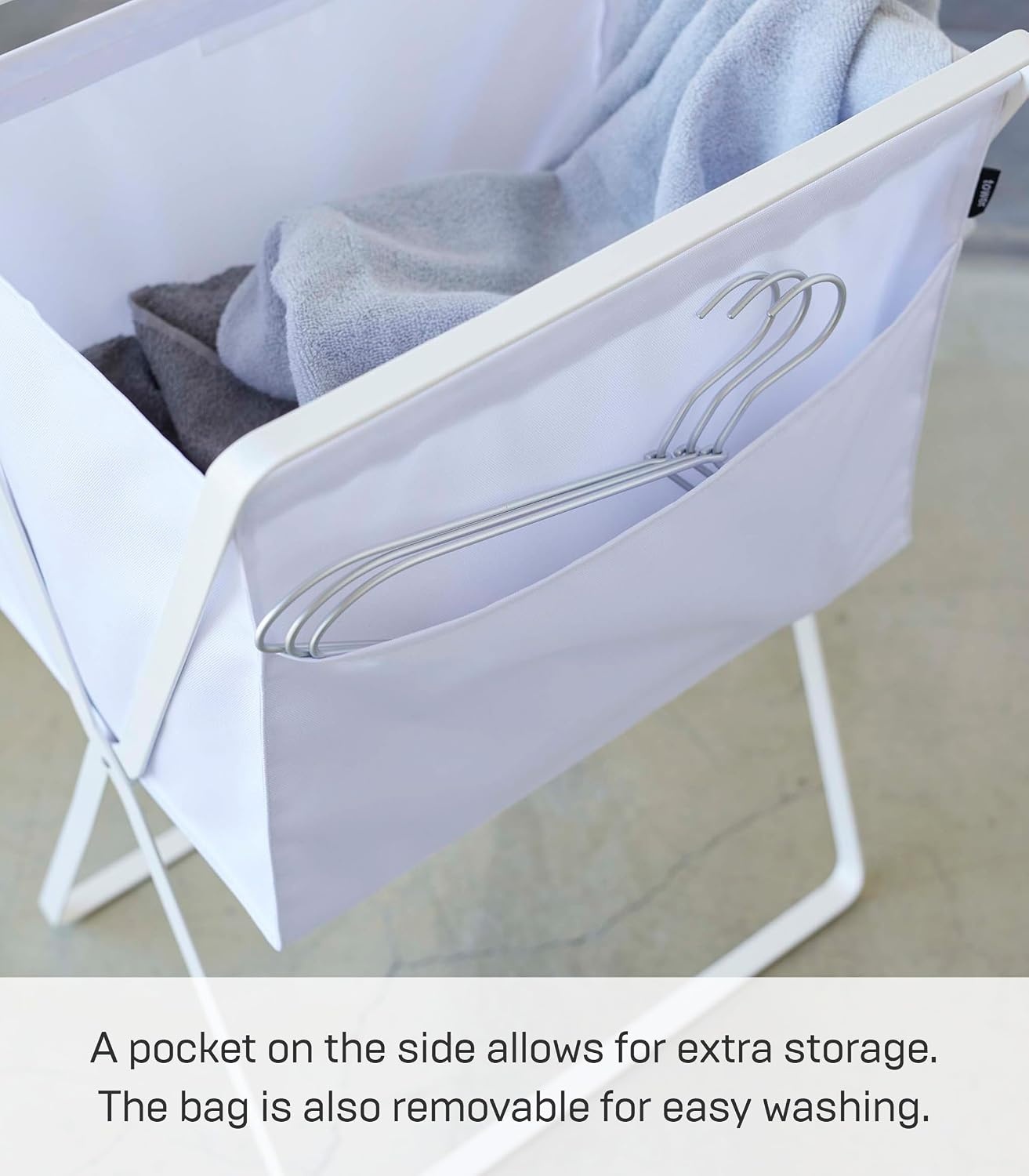 image:imageYAMAZAKI Home Tower Space Saving Storage Hamper 276 Steel 98 Gallons 35 LitersWhite