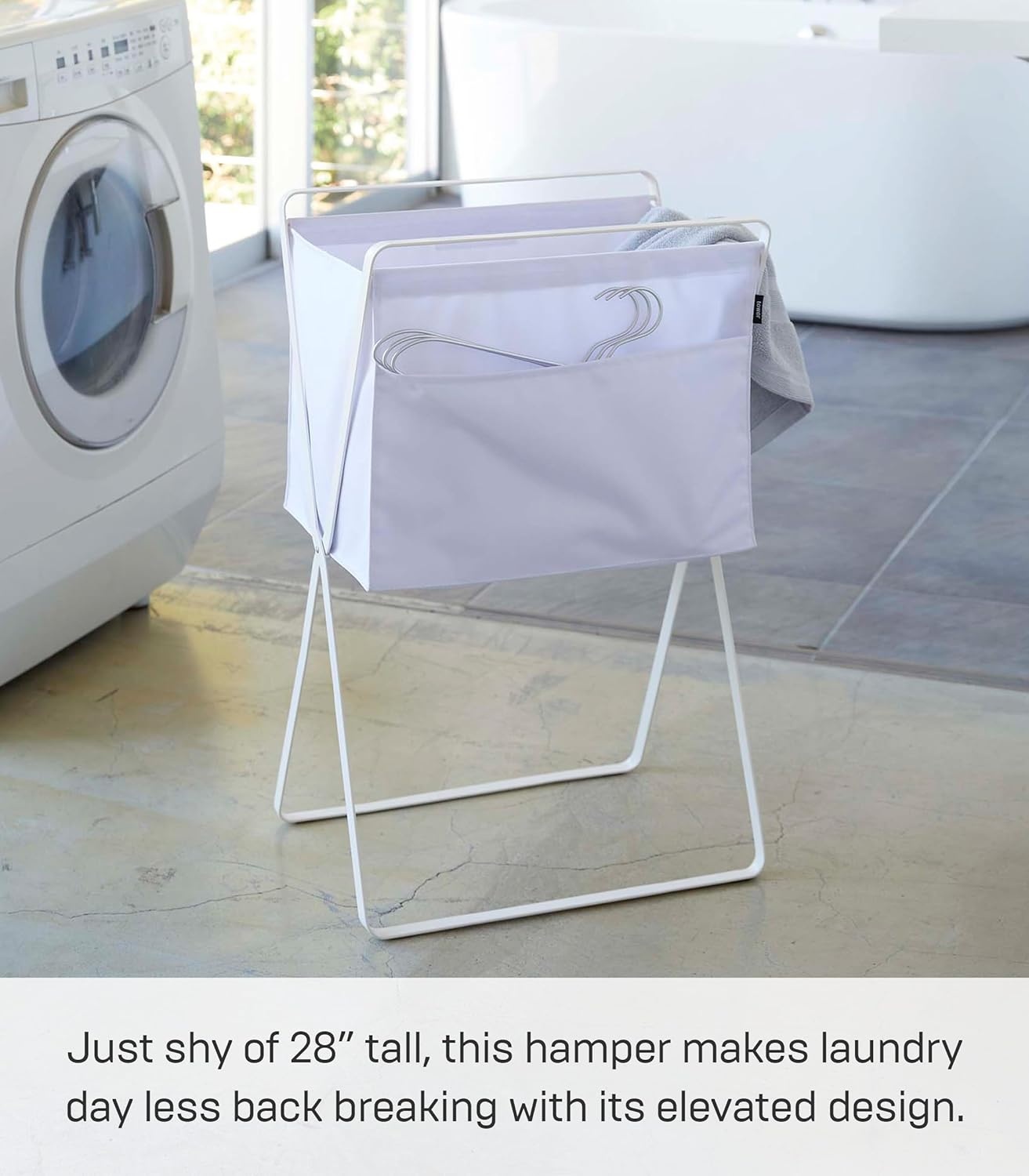 image:imageYAMAZAKI Home Tower Space Saving Storage Hamper 276 Steel 98 Gallons 35 LitersWhite