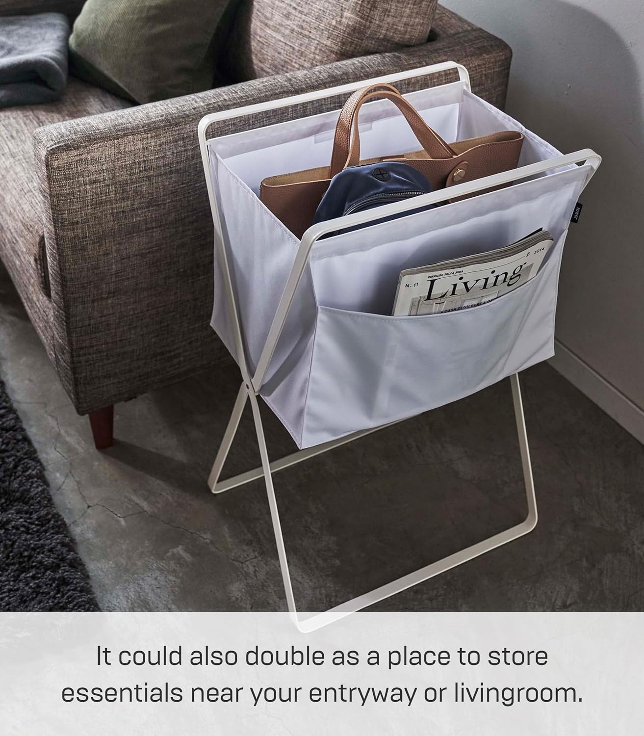 image:imageYAMAZAKI Home Tower Space Saving Storage Hamper 276 Steel 98 Gallons 35 LitersWhite