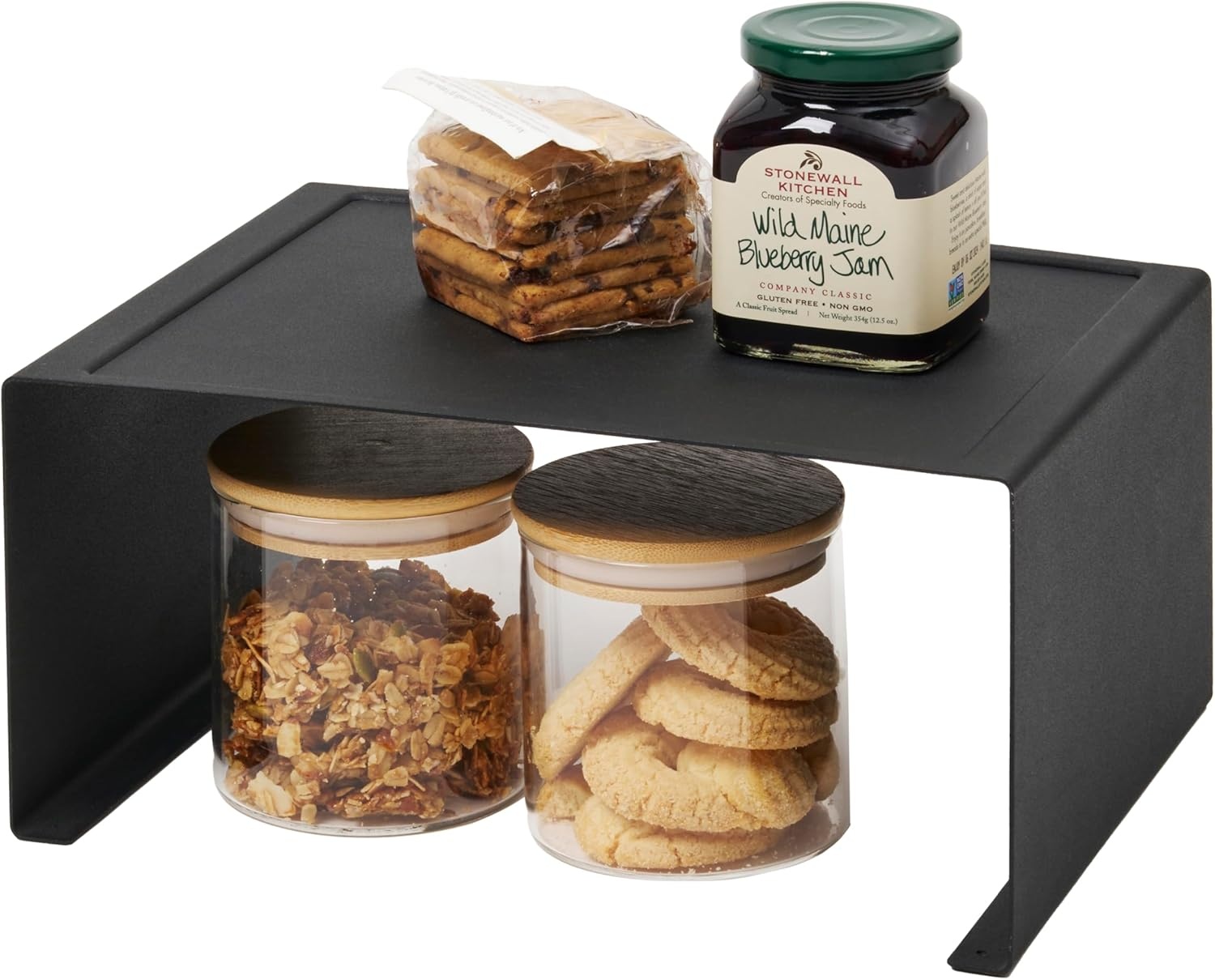 image:imageYAMAZAKI Home Tower Stackable Kitchen Rack Storage Organizer Counter Shelf Small Steel Stack Up To TwoBlack
