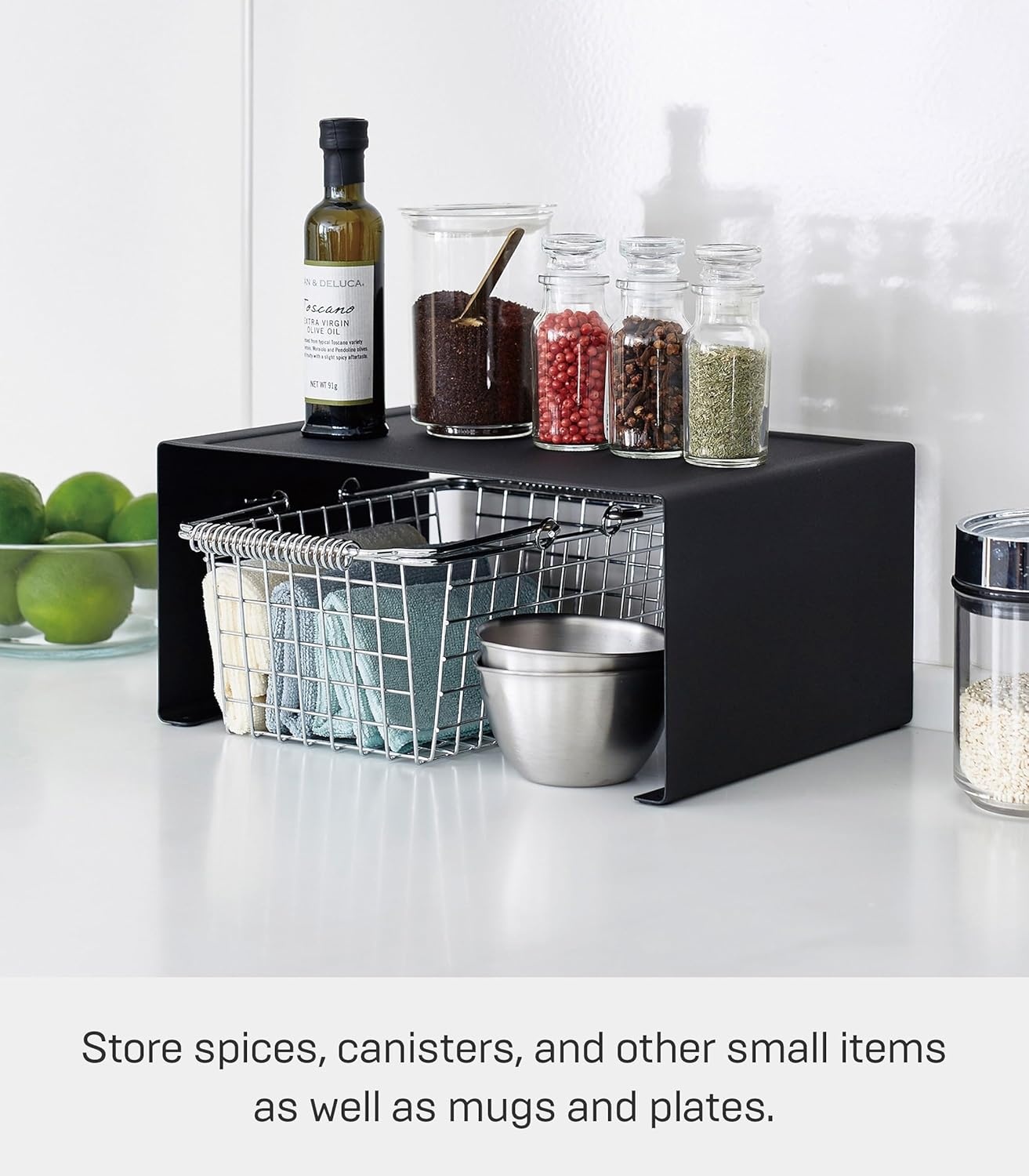 image:imageYAMAZAKI Home Tower Stackable Kitchen Rack Storage Organizer Counter Shelf Small Steel Stack Up To TwoBlack