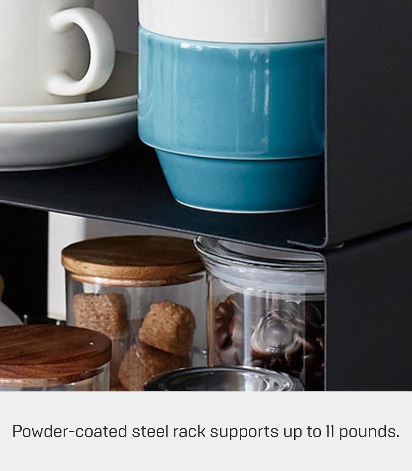 image:imageYAMAZAKI Home Tower Stackable Kitchen Rack Storage Organizer Counter Shelf Small Steel Stack Up To TwoBlack