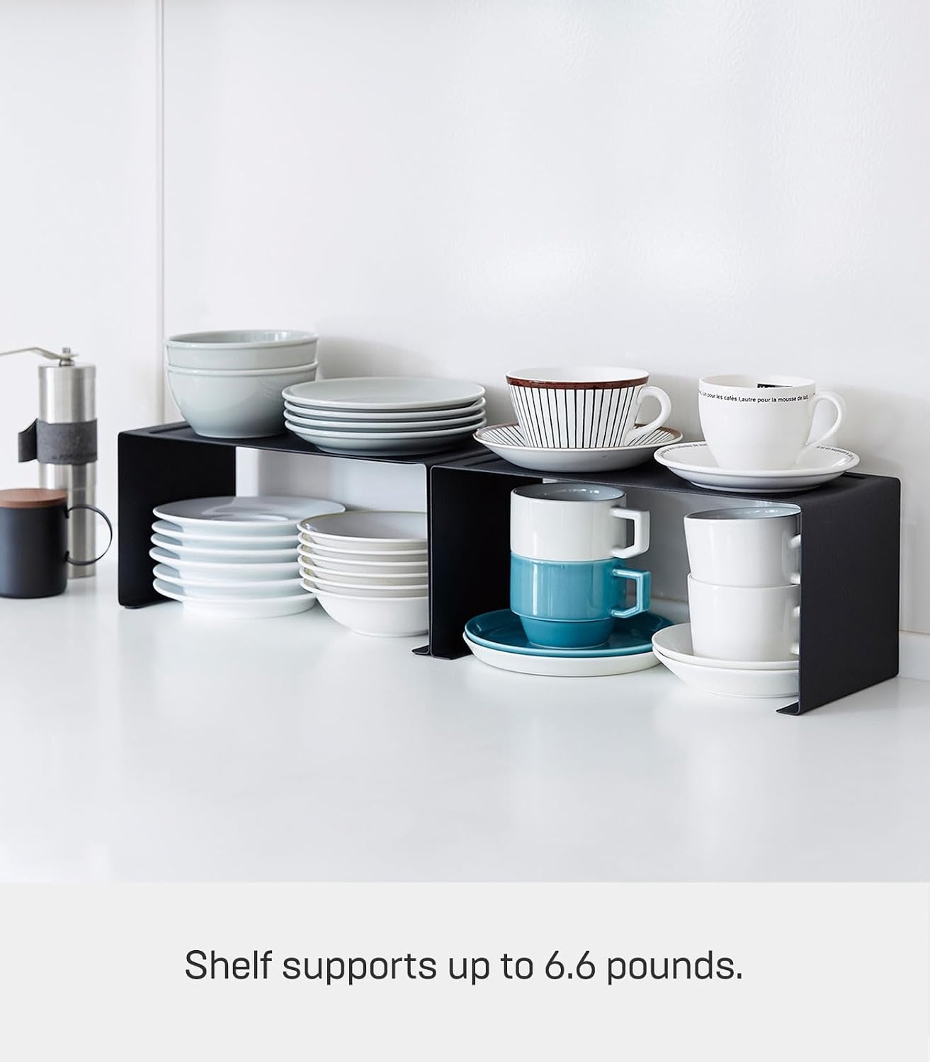 image:imageYAMAZAKI Home Tower Stackable Kitchen Rack Storage Organizer Counter Shelf Small Steel Stack Up To TwoBlack