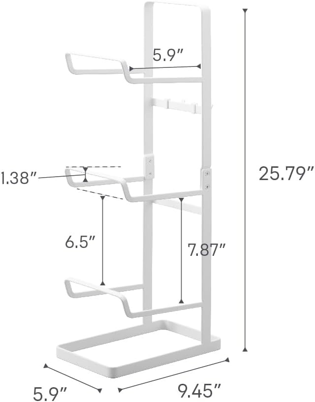 image:imageYAMAZAKI Home Tower Steel Storage Rack for Yoga Mats amp Foam Rollers Includes Hooks for Fitness Accessories SteelWhite