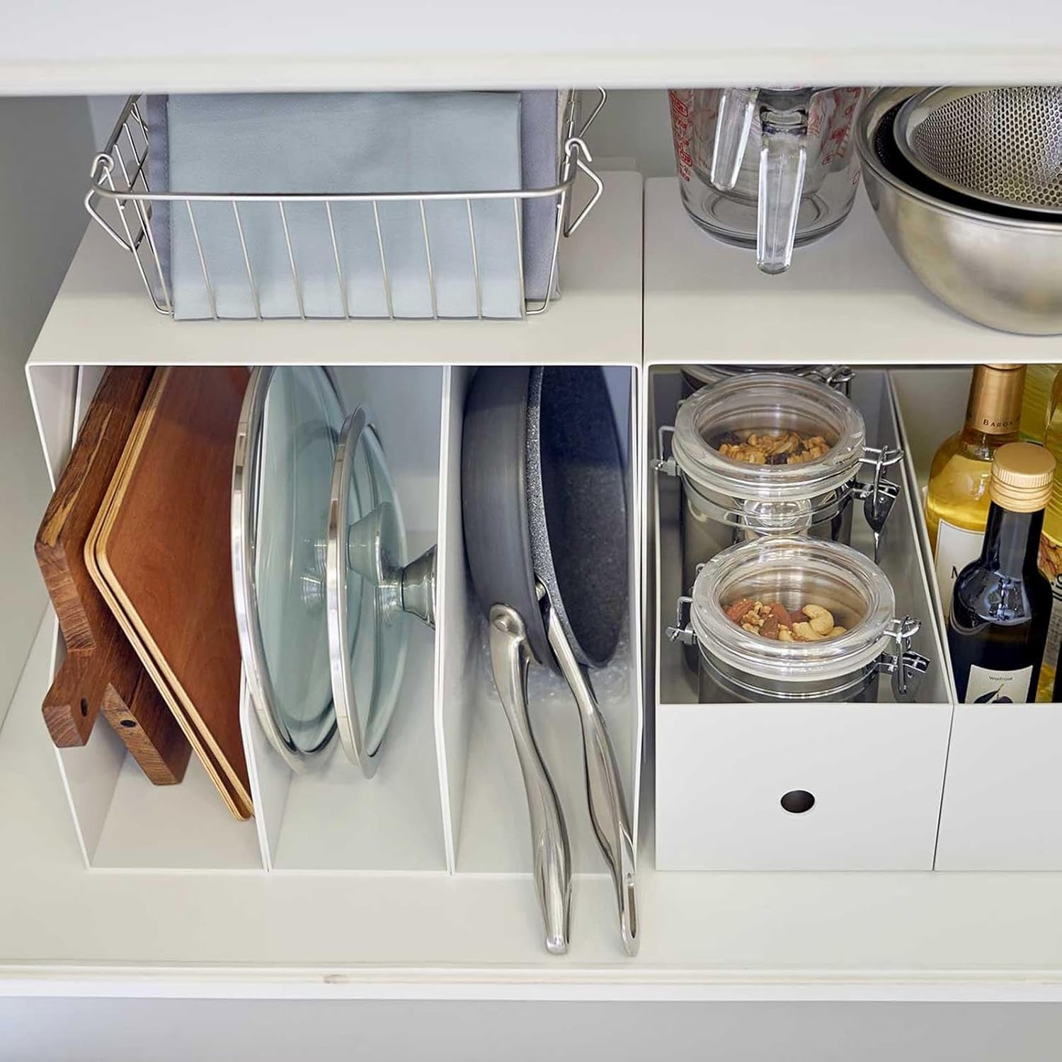 image:imageYAMAZAKI Home Tower Steel Under Cabinet Storage Organizer for Dishes Pots Or Pans Set of 2 Kitchen Pantry Steel White