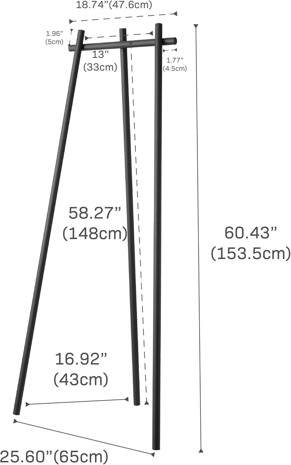 image:imageYAMAZAKI Home Tower TriPost Coat Rack Freestanding Steel Coat Tree With Side Pegs 3Leg Standing Coat Hanger For Entryway Hallway Bedroom 60 SteelBlack