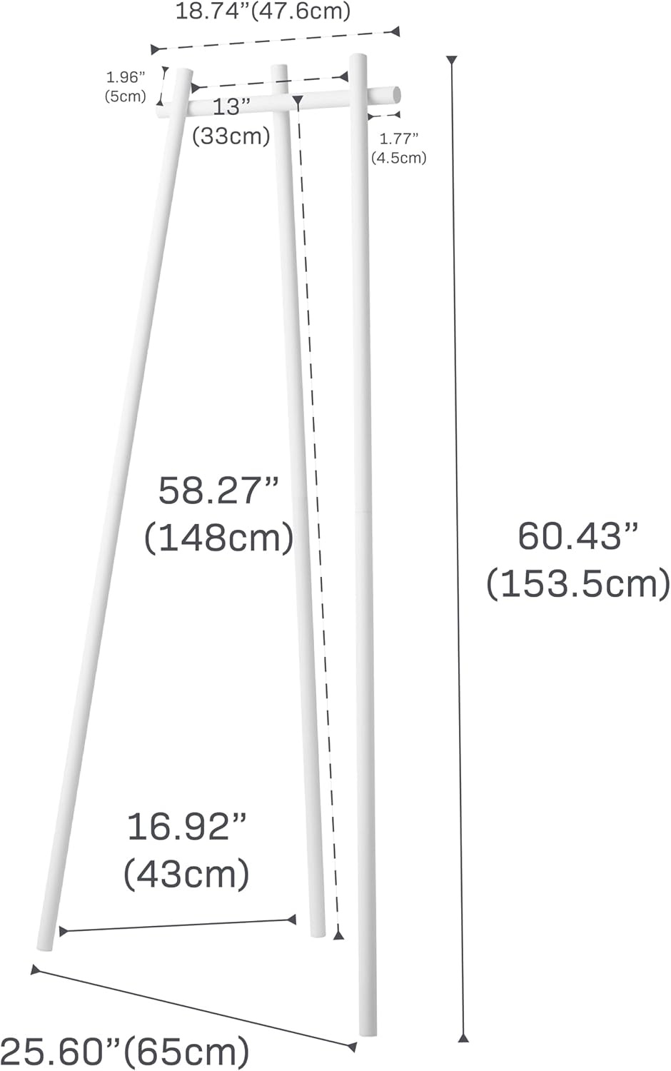 image:imageYAMAZAKI Home Tower TriPost Coat Rack Freestanding Steel Coat Tree With Side Pegs 3Leg Standing Coat Hanger For Entryway Hallway Bedroom 60 SteelWhite