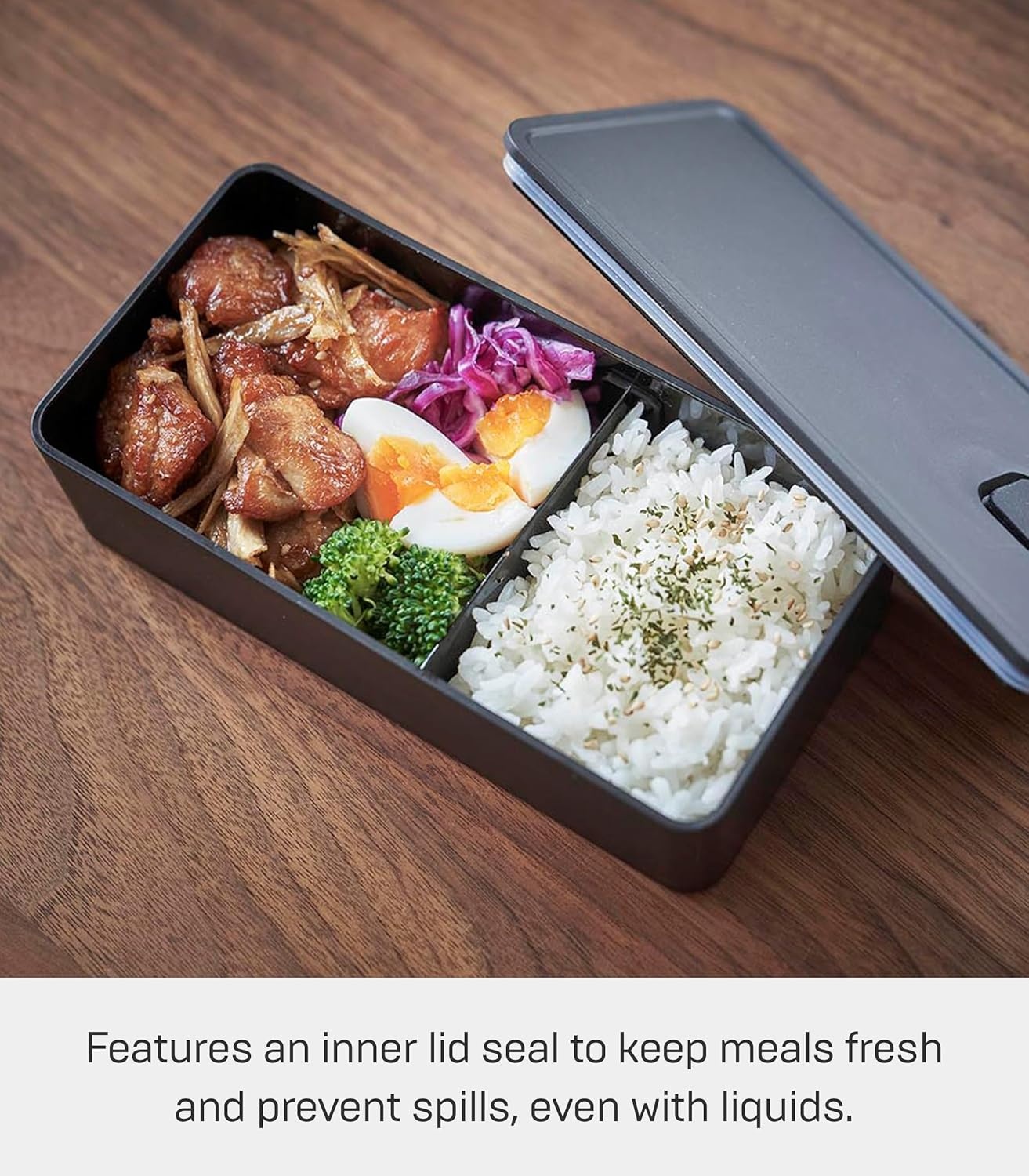 image:imageYAMAZAKI Home Tower VacuumSealing Bento Box MicrowaveSafe Leak Proof Wide Lunch Box Or Food Storage Container For Fridge Or Freezer Polypropylene 500MlBlack