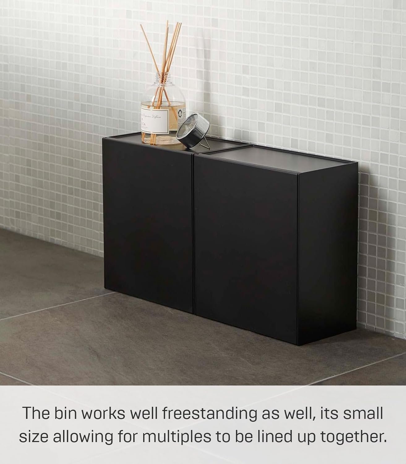 image:imageYAMAZAKI Home Tower Wall Mounted Storage Or Trash Bin With Tray Small Wastebasket With Lid Bathroom Or Kitchen Organizer Abs Plastic