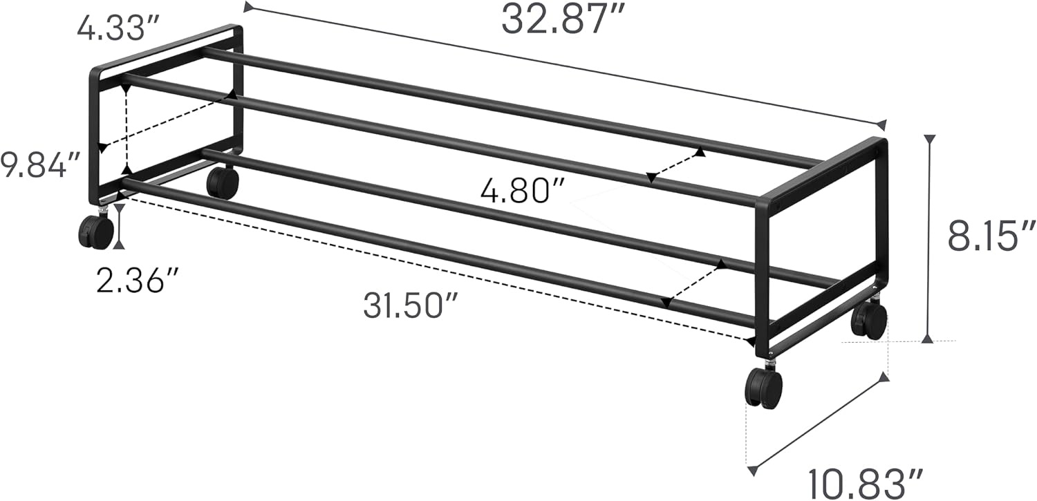 image:imageYAMAZAKI Home TwoTier Rolling Shoe Rack LowProfile Metal Shoe Organizer On Wheels for Small Spaces Under Bed Or Closet Storage Holds Up to 8 Pairs Modern Minimal Design 8 Steel Black