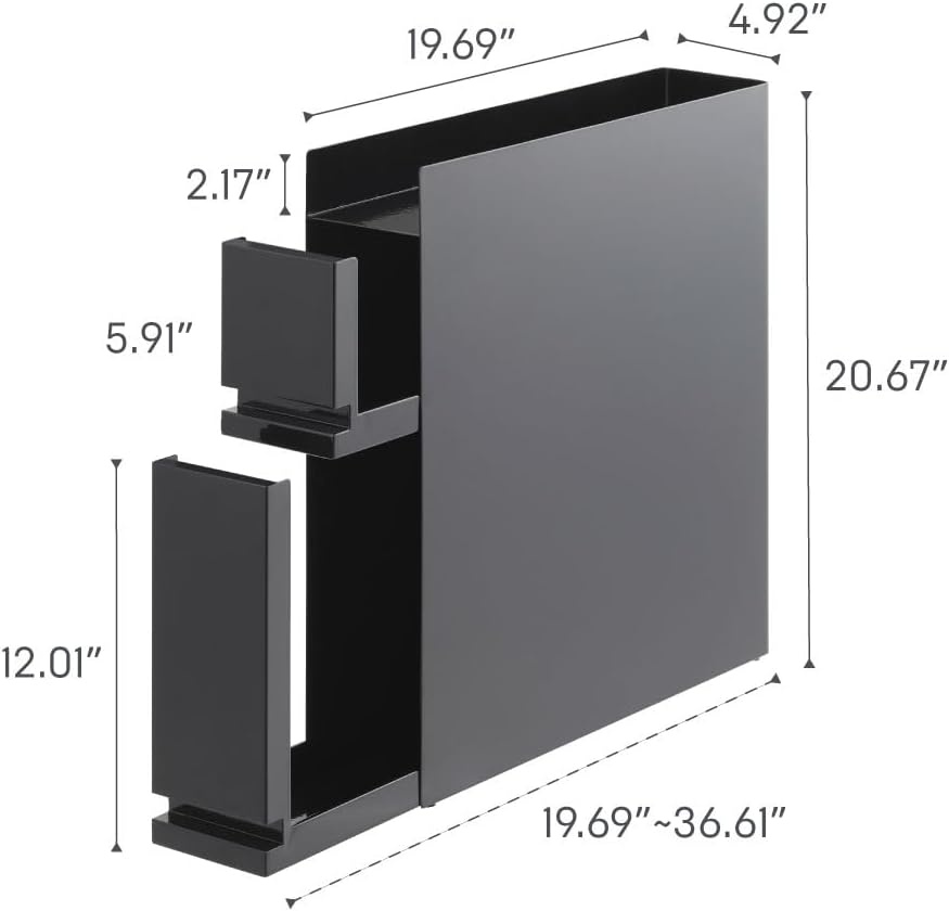 image:imageYAMAZAKI Home TwoTier Sliding Drawer Seasoning Rack Pull Out Spice Rack for Countertop Steel Kitchen Organizer with Magnetic Panels Modern Spice Storage Drawer Black Easy Access DesignBlack