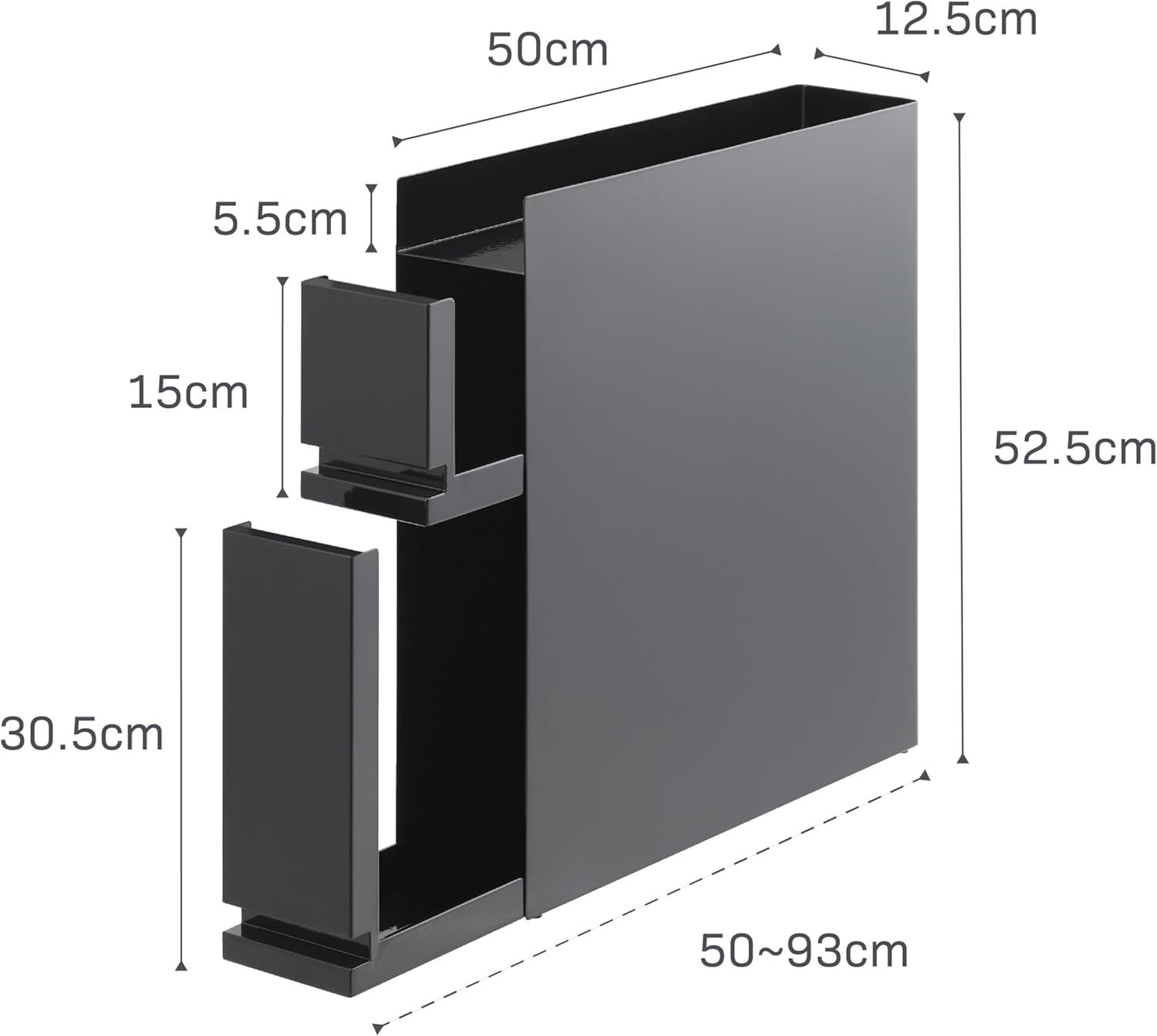 image:imageYAMAZAKI Home TwoTier Sliding Drawer Seasoning Rack Pull Out Spice Rack for Countertop Steel Kitchen Organizer with Magnetic Panels Modern Spice Storage Drawer Black Easy Access DesignBlack