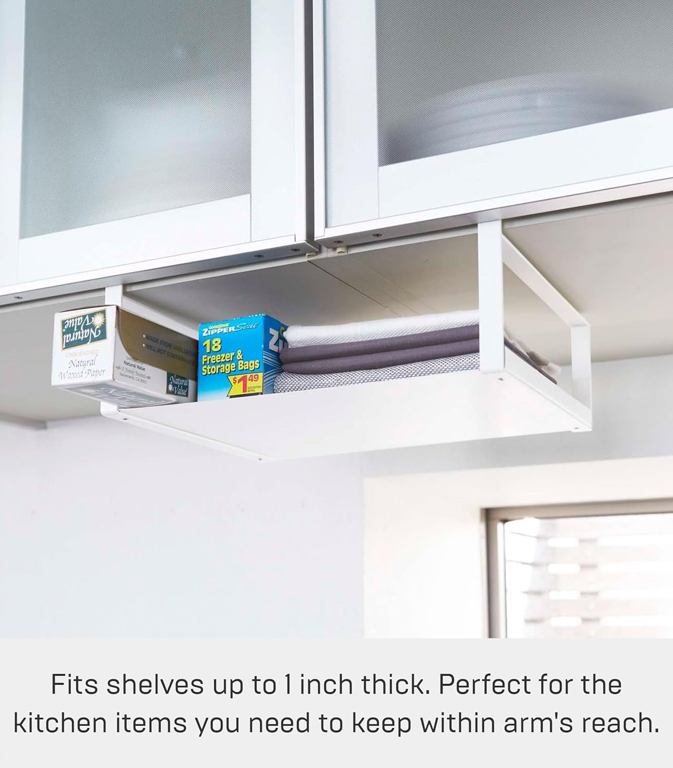 image:imageYAMAZAKI Home Under Shelf Storage Rack Cabinet Organizer No Assembly ReqWhite
