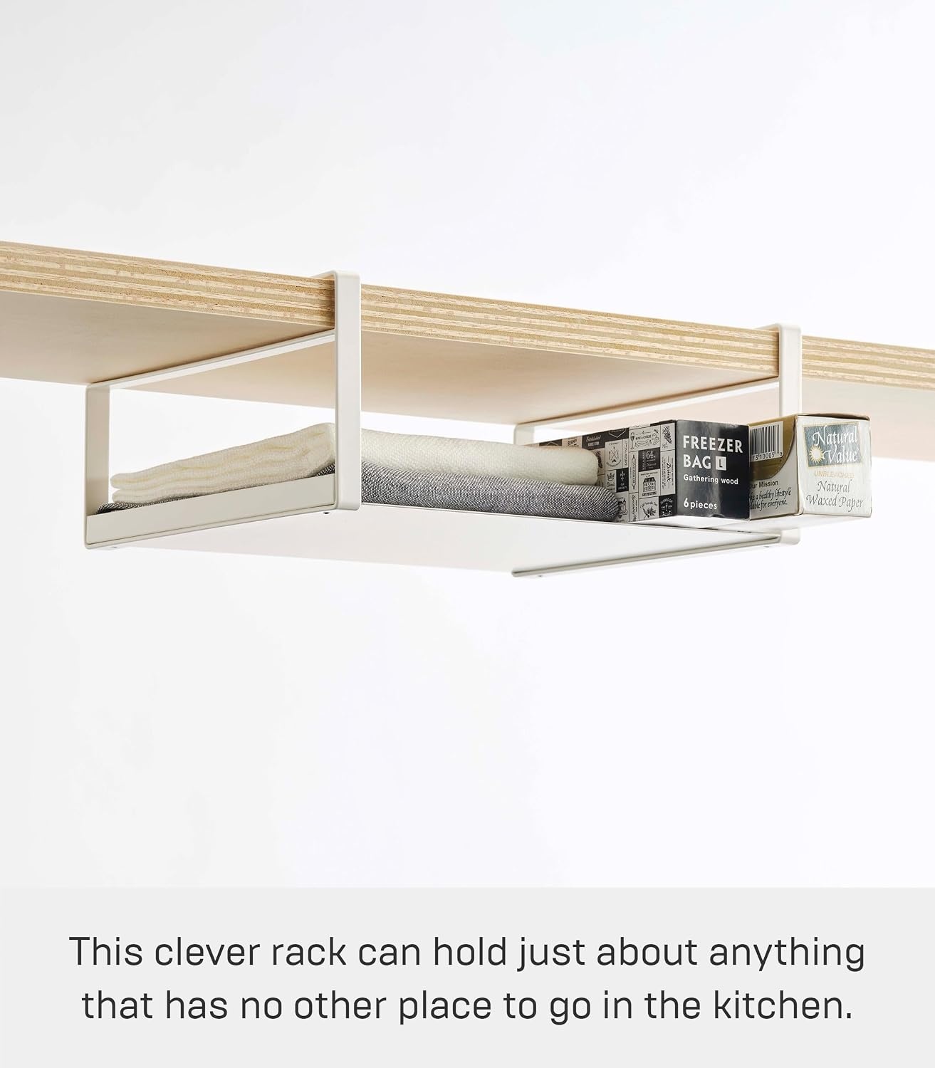 image:imageYAMAZAKI Home Under Shelf Storage Rack Cabinet Organizer No Assembly ReqWhite