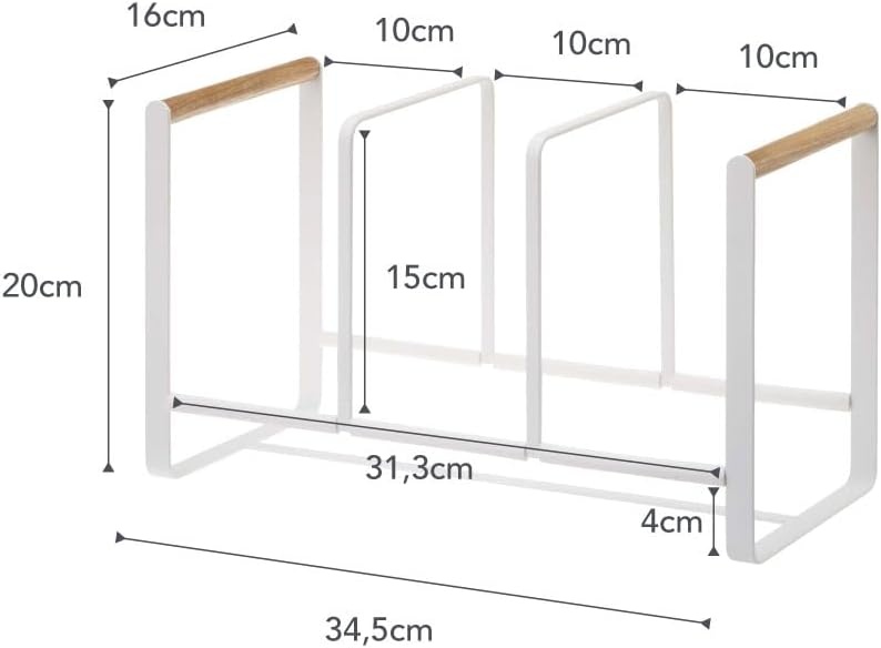 image:imageYAMAZAKI Home WoodAccented Dish Storage Rack Kitchen Organizer Holder Stand Steel Wood Large No Assembly ReqWhite