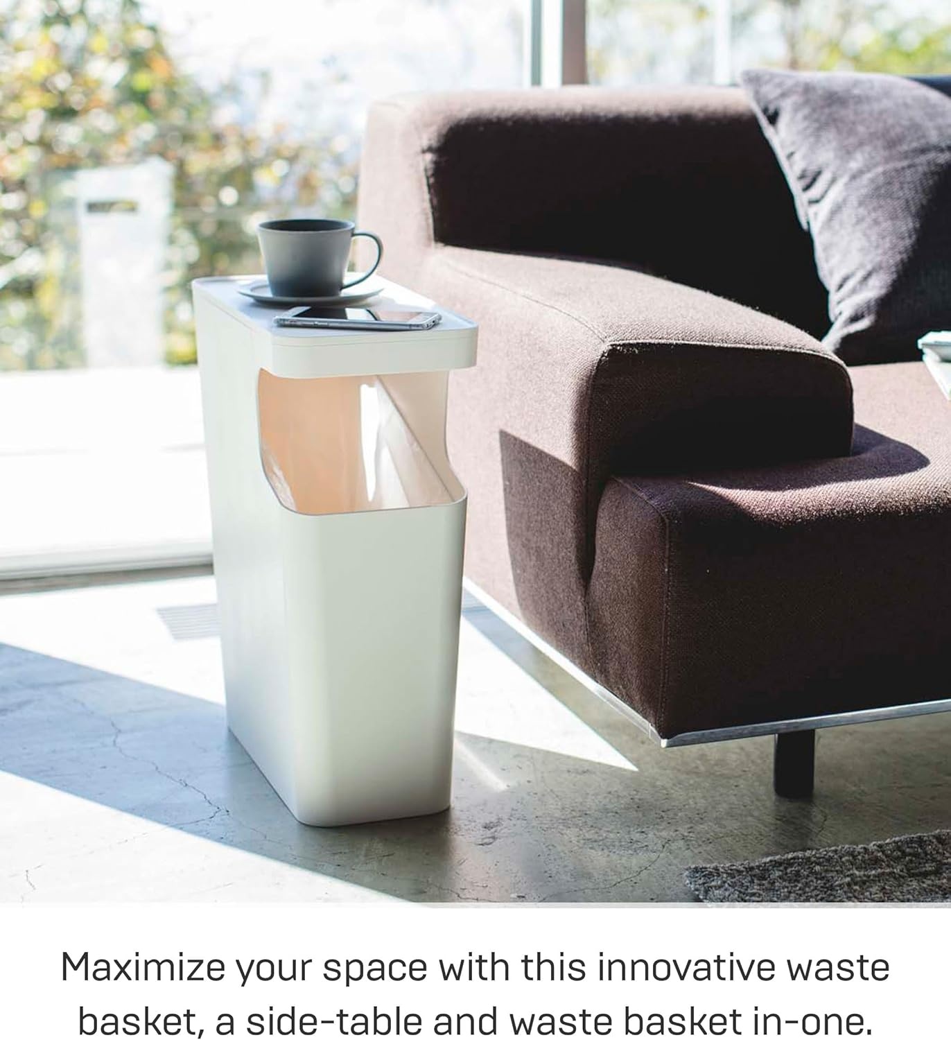image:imageYAMAZAKI home Tower Side table and Trash can BlackWhite