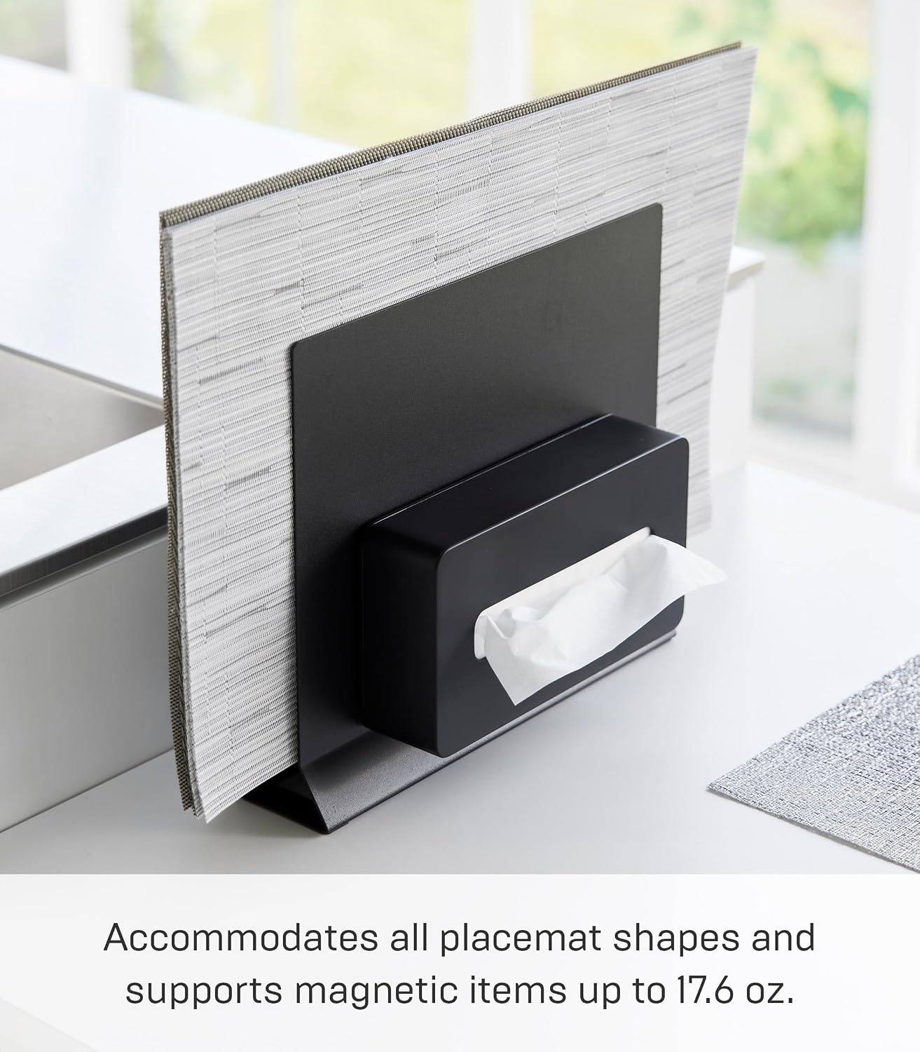image:imageYamazaki 1999 Placemat Stand White Approx W118 x D26 x H104 inches 30 x 65 x 265 cm Tower Placemat Storage Tray Storage Round CompatibleBlack