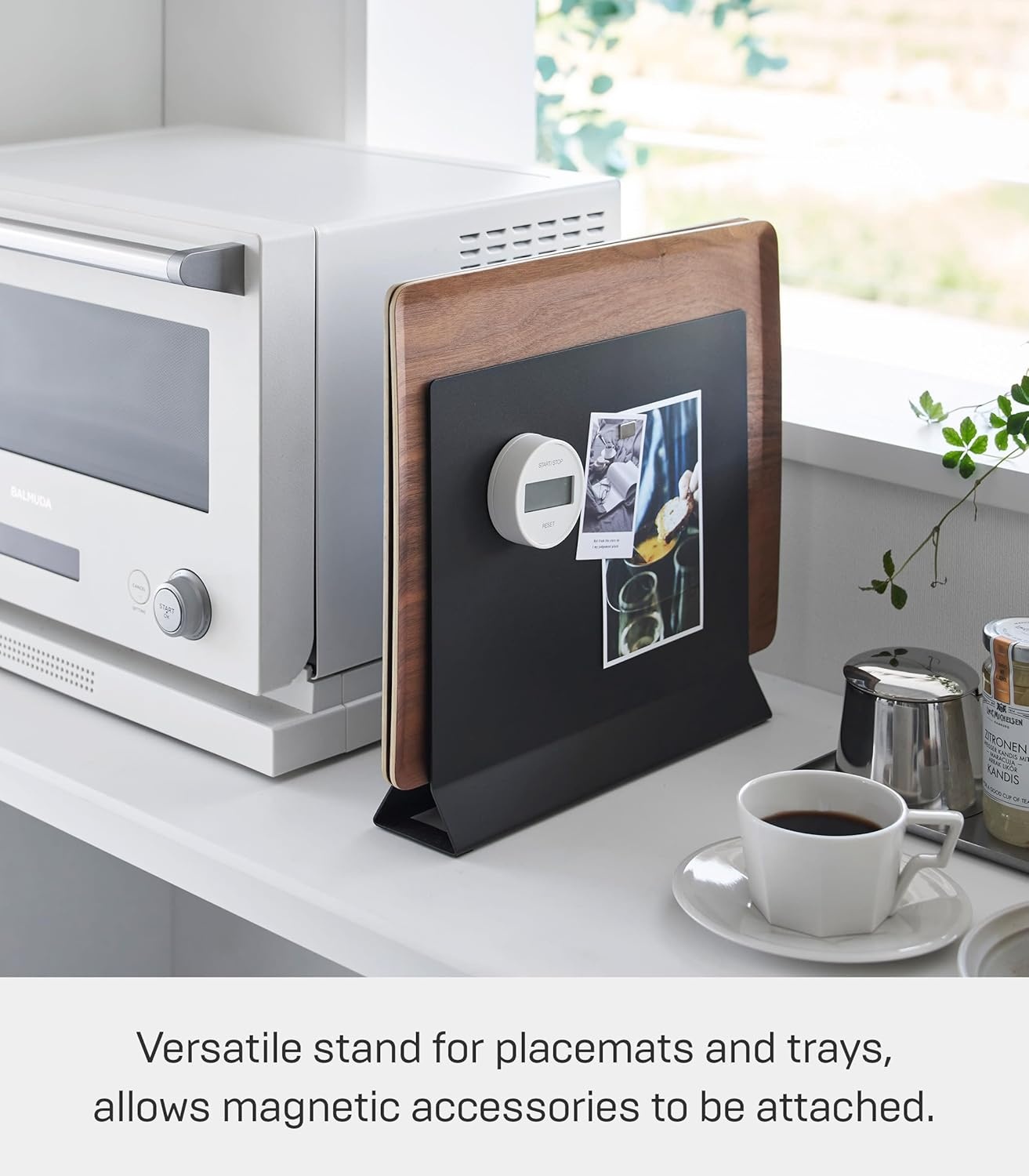 image:imageYamazaki 1999 Placemat Stand White Approx W118 x D26 x H104 inches 30 x 65 x 265 cm Tower Placemat Storage Tray Storage Round CompatibleBlack