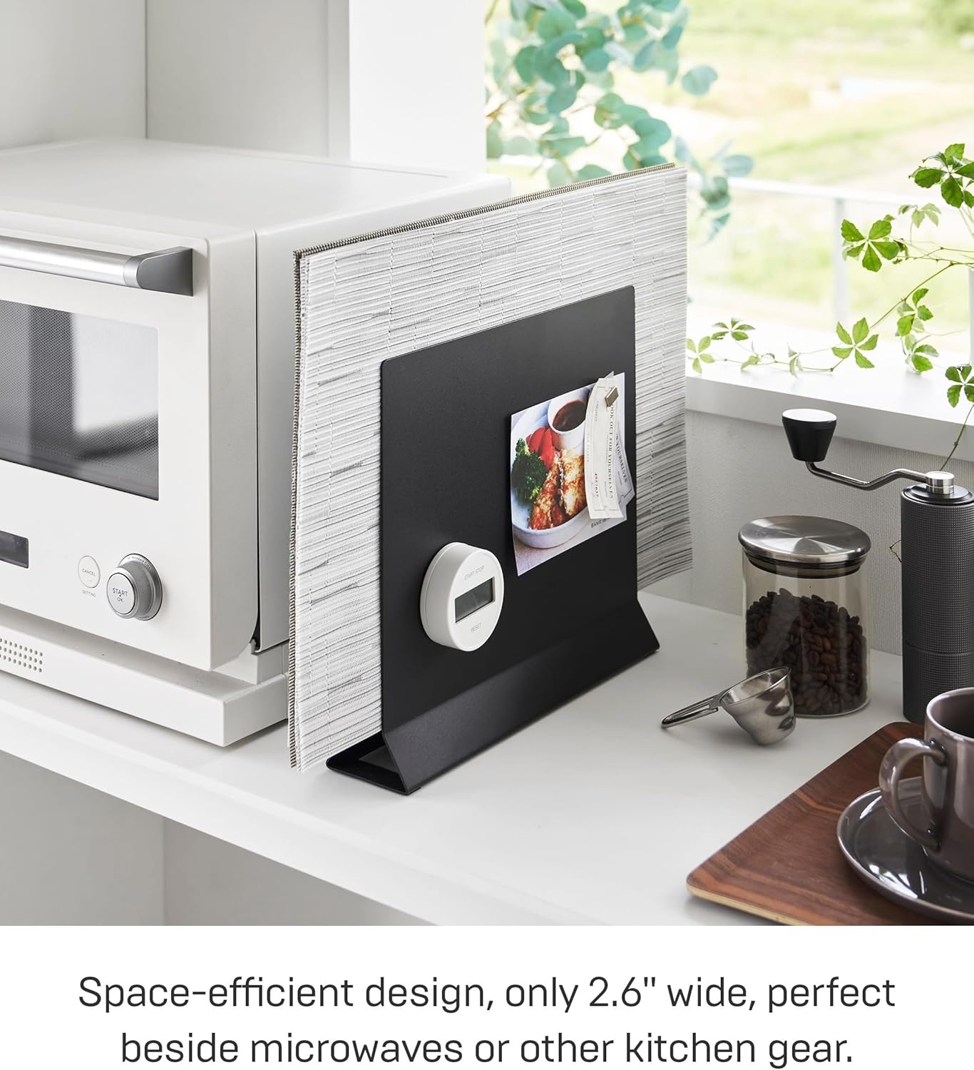 image:imageYamazaki 1999 Placemat Stand White Approx W118 x D26 x H104 inches 30 x 65 x 265 cm Tower Placemat Storage Tray Storage Round CompatibleBlack