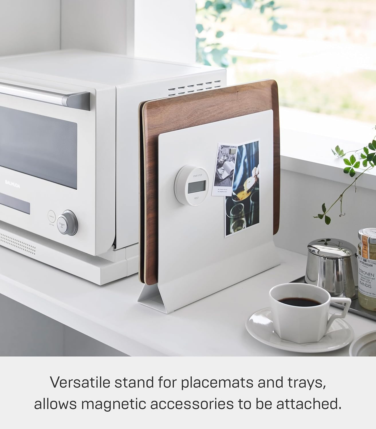 image:imageYamazaki 1999 Placemat Stand White Approx W118 x D26 x H104 inches 30 x 65 x 265 cm Tower Placemat Storage Tray Storage Round CompatibleWhite
