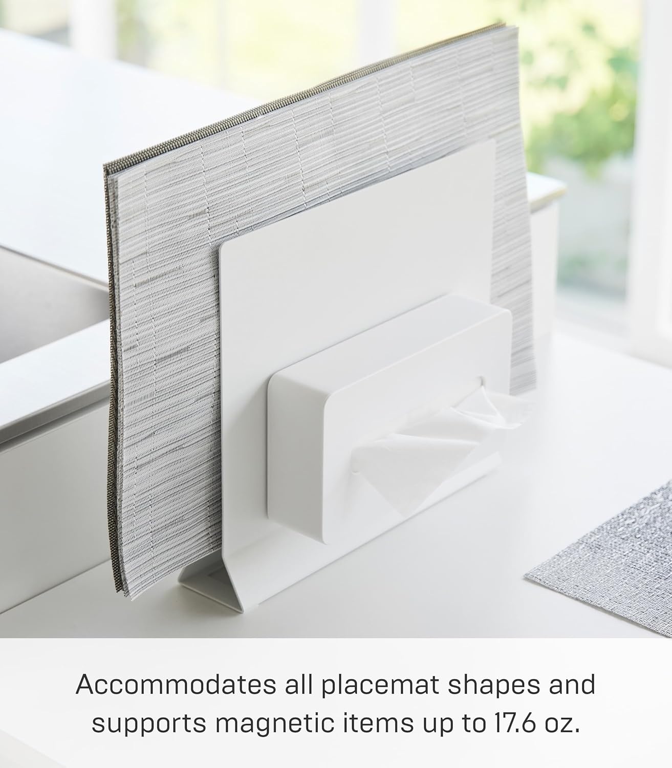 image:imageYamazaki 1999 Placemat Stand White Approx W118 x D26 x H104 inches 30 x 65 x 265 cm Tower Placemat Storage Tray Storage Round CompatibleWhite