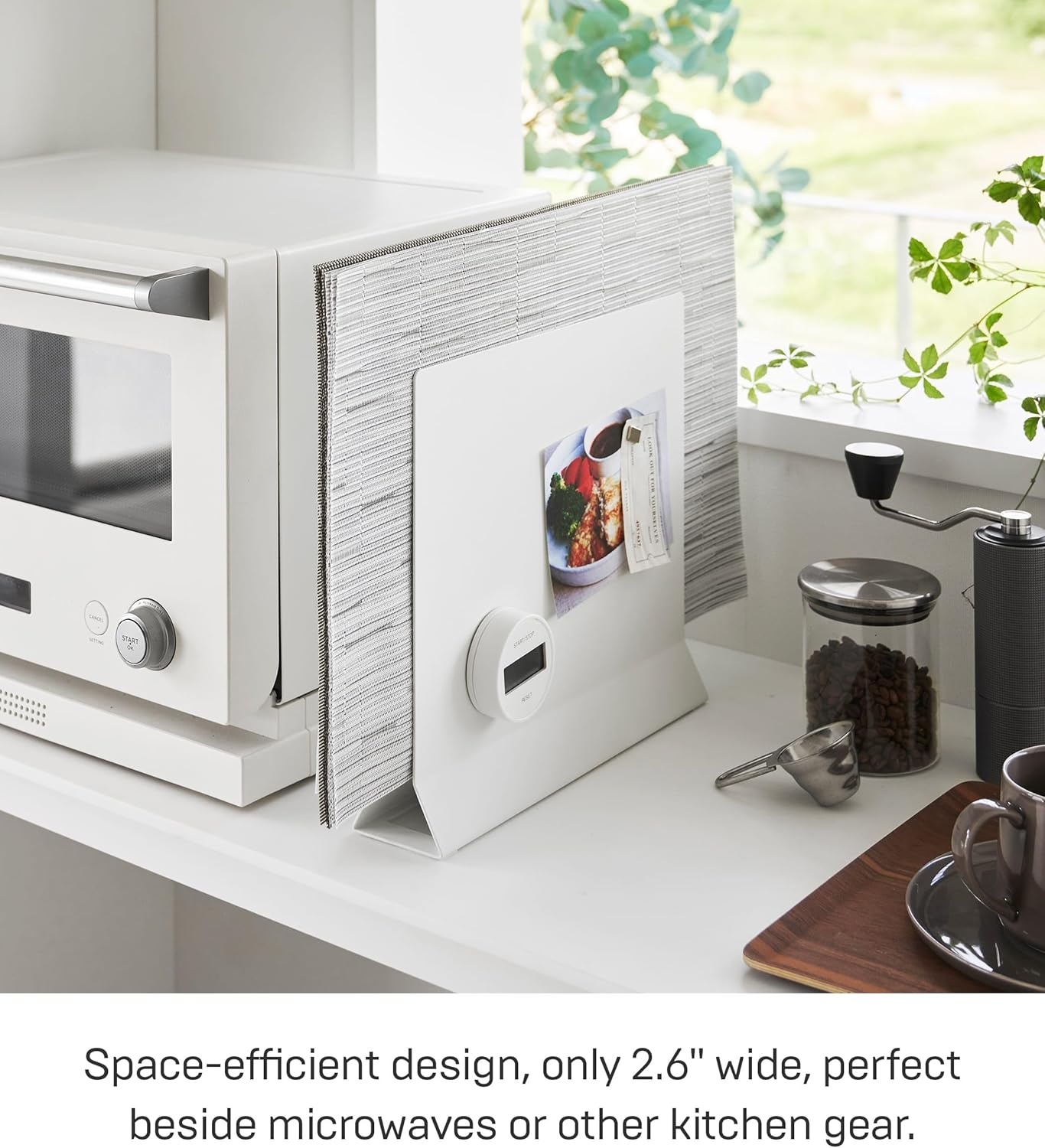 image:imageYamazaki 1999 Placemat Stand White Approx W118 x D26 x H104 inches 30 x 65 x 265 cm Tower Placemat Storage Tray Storage Round CompatibleWhite