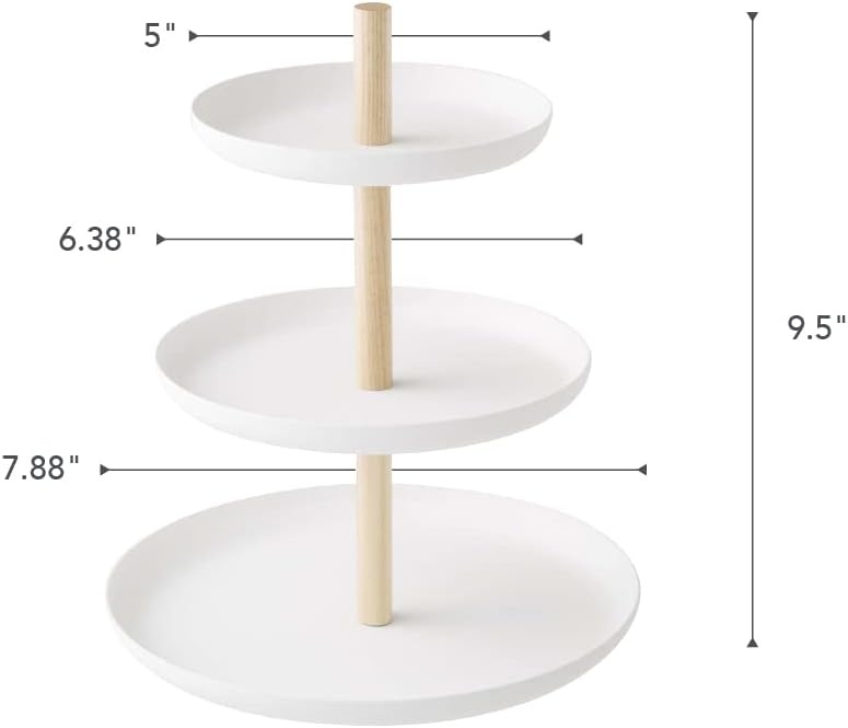 image:imageYamazaki Home 3Tier Food Serving Stand Appetizer amp Dessert Tray Party Organizer Steel Wood White79