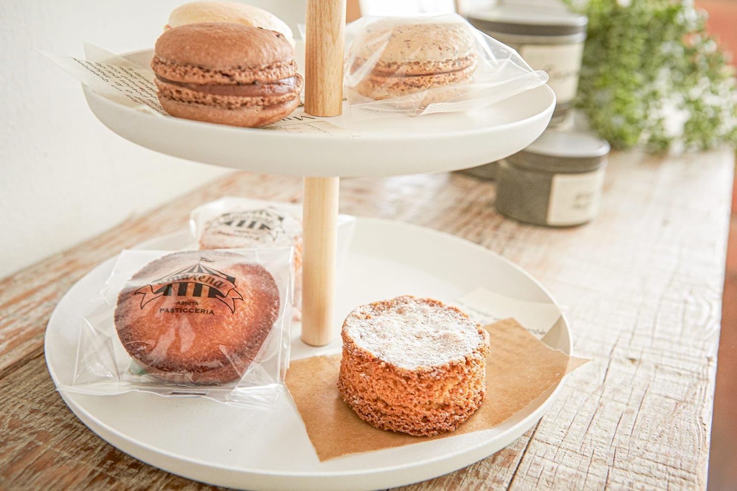 image:imageYamazaki Home 3Tier Food Serving Stand Appetizer amp Dessert Tray Party Organizer Steel Wood White79