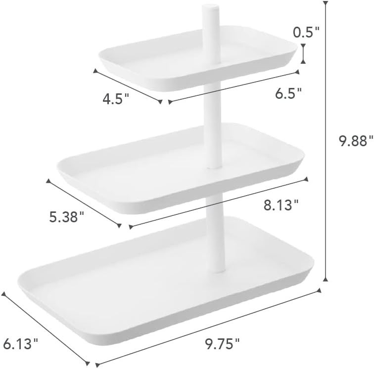image:imageYamazaki Home 3Tier Serving Stand Appetizer Tray Organizer for Party or Kitchen Steel One Size WhiteWhite