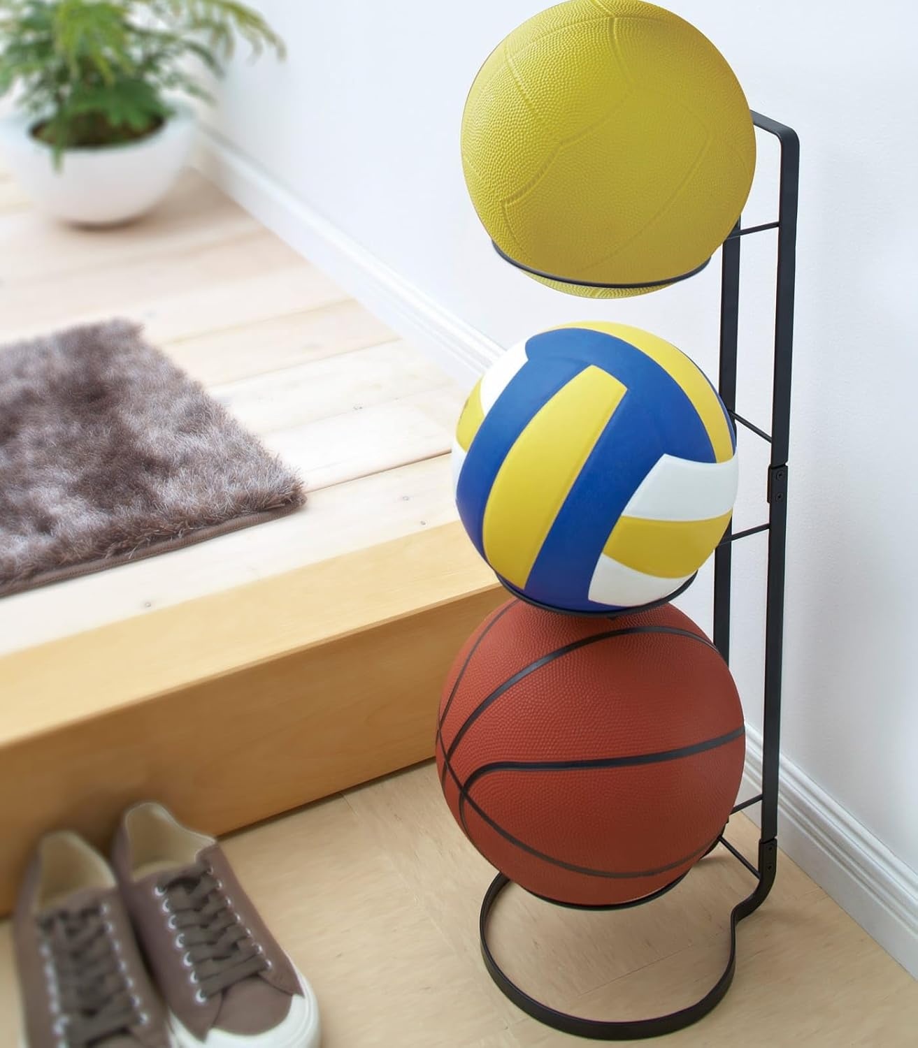 image:imageYamazaki Home Ball Stand Storage Equipment Organizer Sports RackBlack
