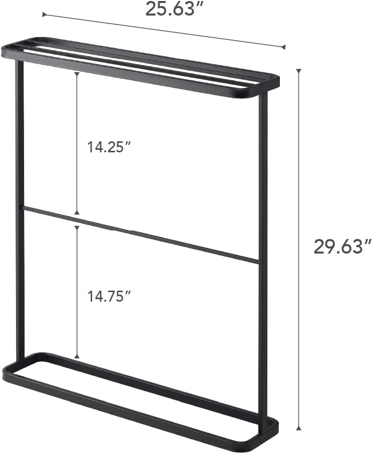 image:imageYamazaki Home Bath Towel Hanger Bathroom Organizer Storage Holder Dry Rack Steel One Size WhiteBlack