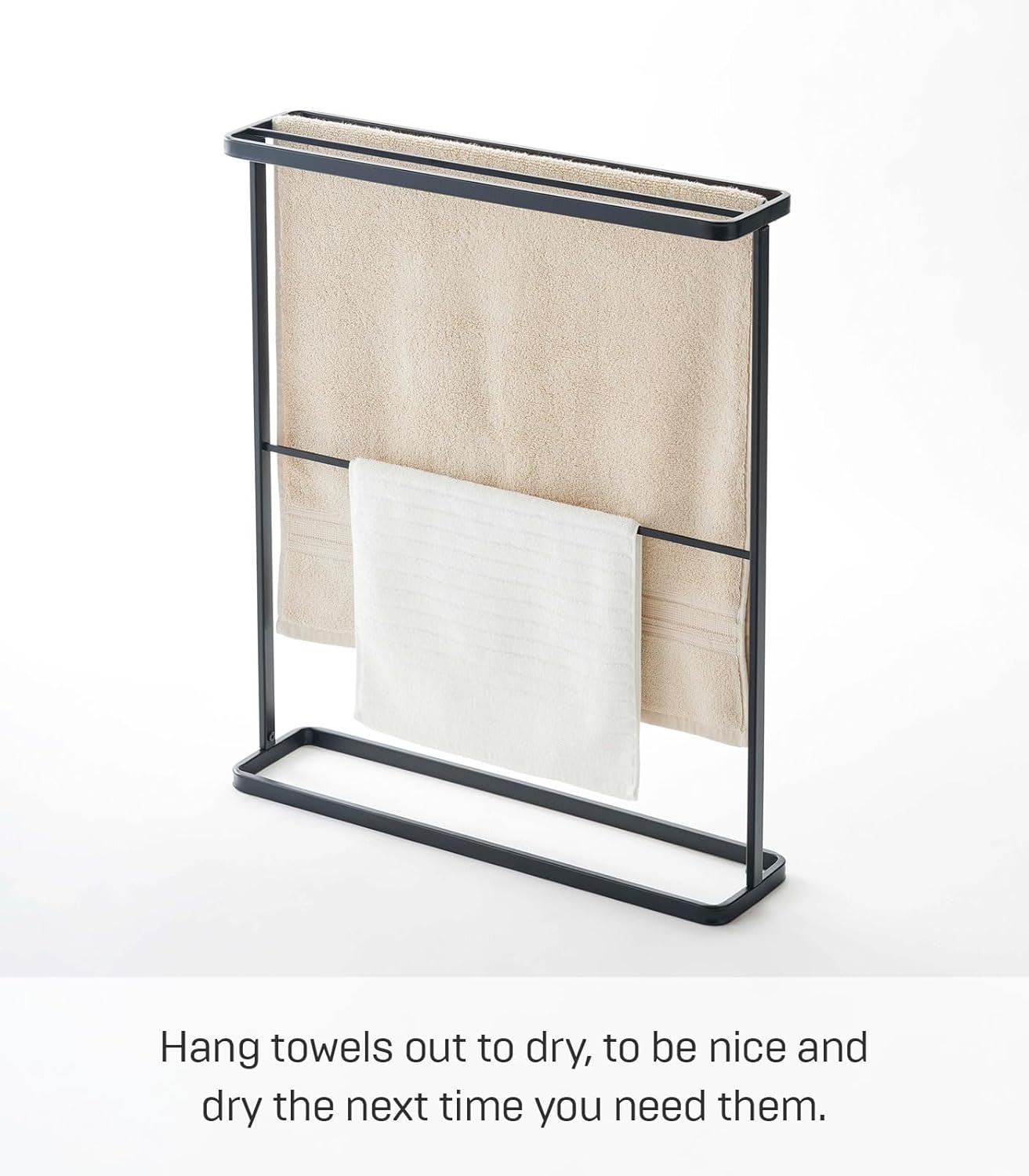image:imageYamazaki Home Bath Towel Hanger Bathroom Organizer Storage Holder Dry Rack Steel One Size WhiteBlack