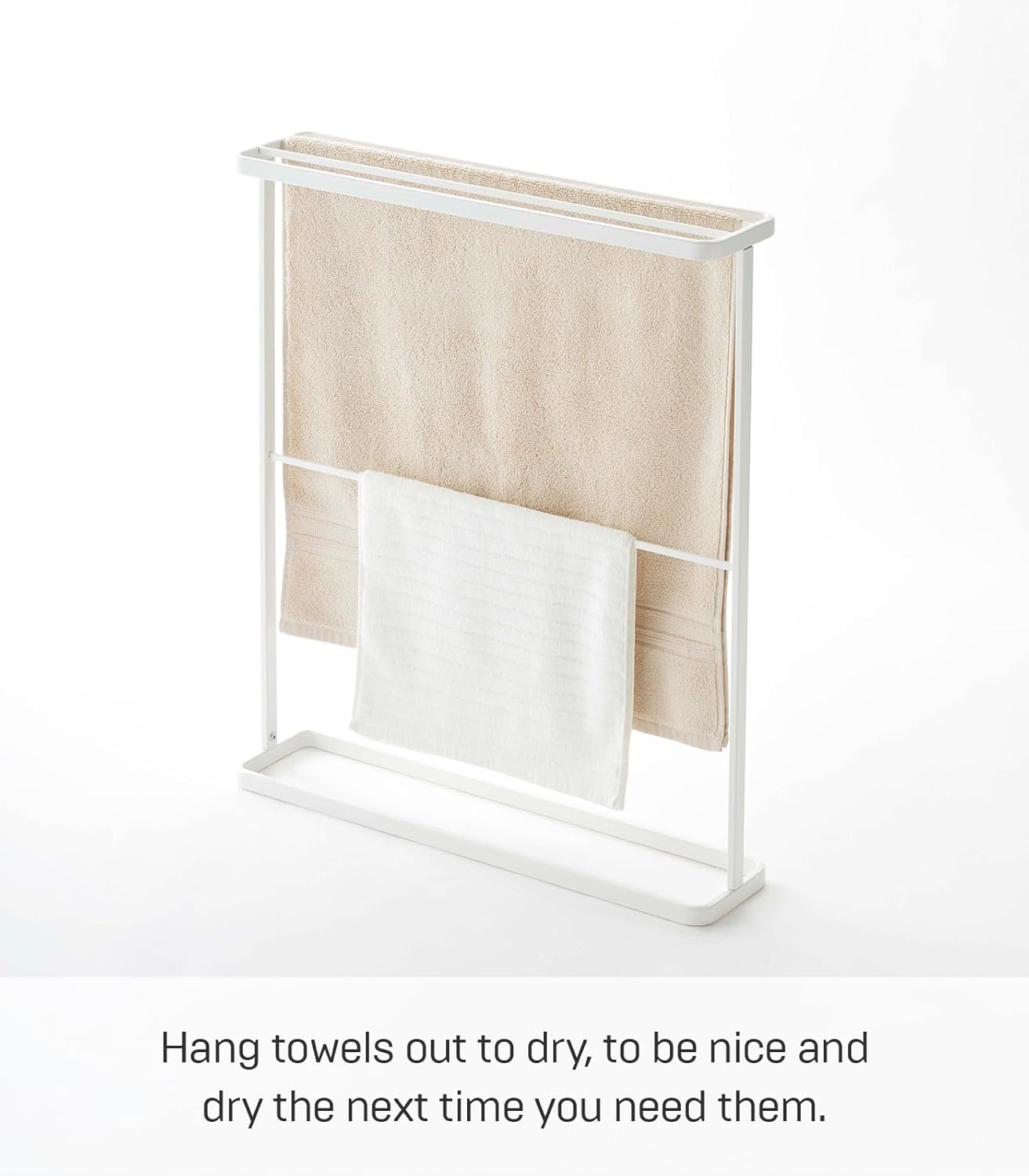 image:imageYamazaki Home Bath Towel Hanger Bathroom Organizer Storage Holder Dry Rack Steel One Size WhiteWhite