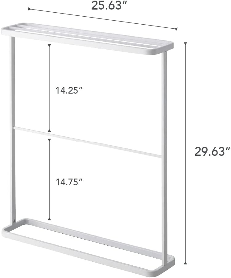 image:imageYamazaki Home Bath Towel Hanger Bathroom Organizer Storage Holder Dry Rack Steel One Size WhiteWhite