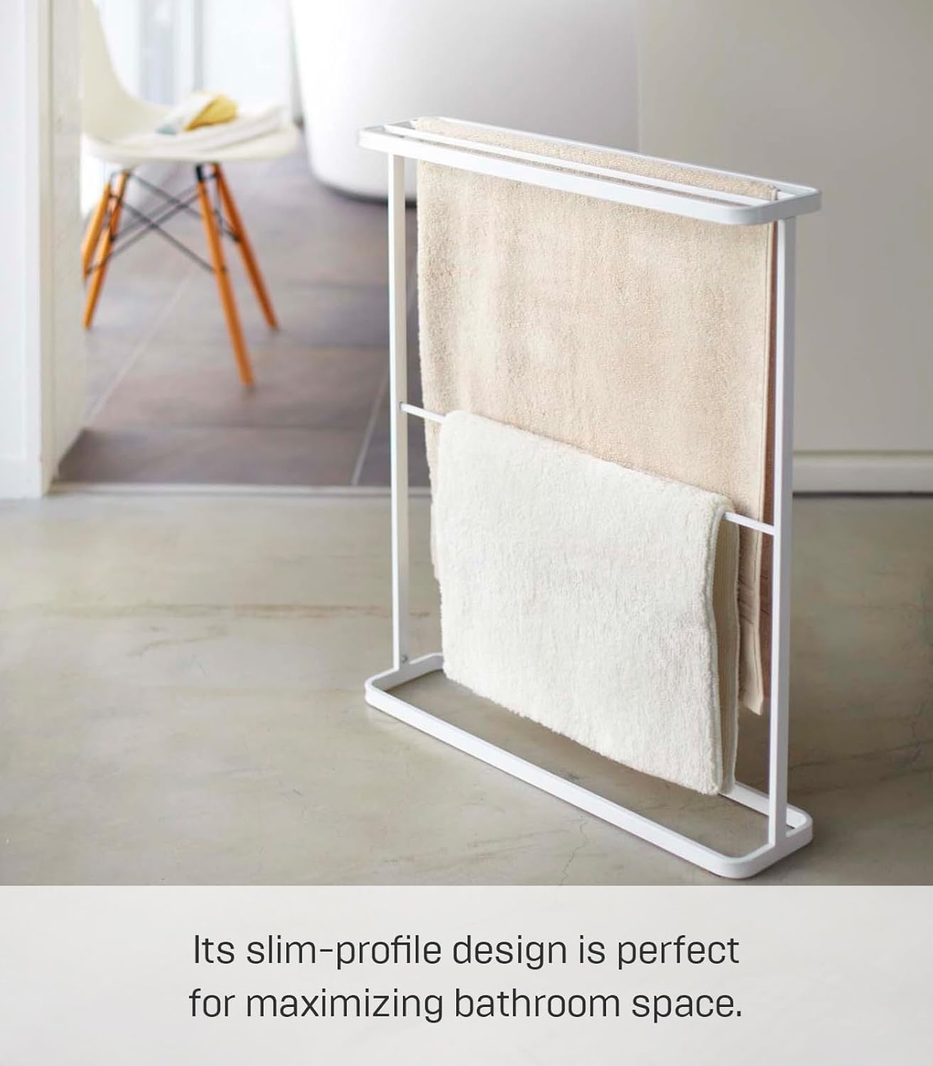 image:imageYamazaki Home Bath Towel Hanger Bathroom Organizer Storage Holder Dry Rack Steel One Size WhiteWhite
