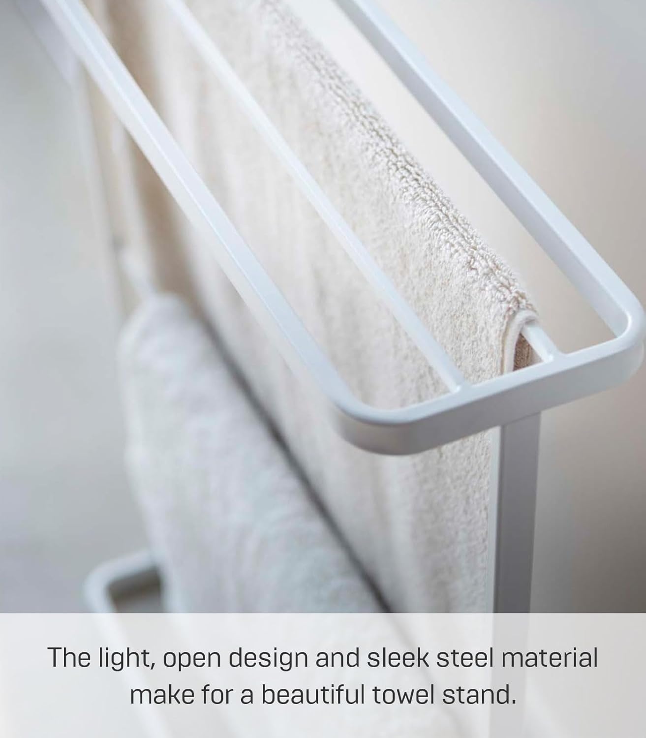 image:imageYamazaki Home Bath Towel Hanger Bathroom Organizer Storage Holder Dry Rack Steel One Size WhiteWhite