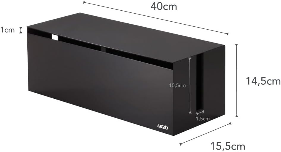 image:imageYamazaki Home Cable Management Box Cord Organizer Box with Lid Minimalist Cable Storage for Office ABS PlasticBrown