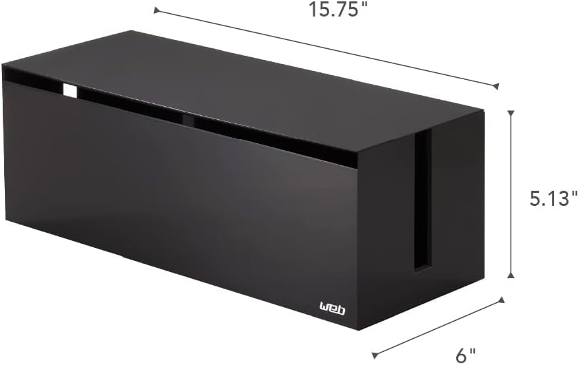 image:imageYamazaki Home Cable Management Box Cord Organizer Box with Lid Minimalist Cable Storage for Office ABS PlasticBrown